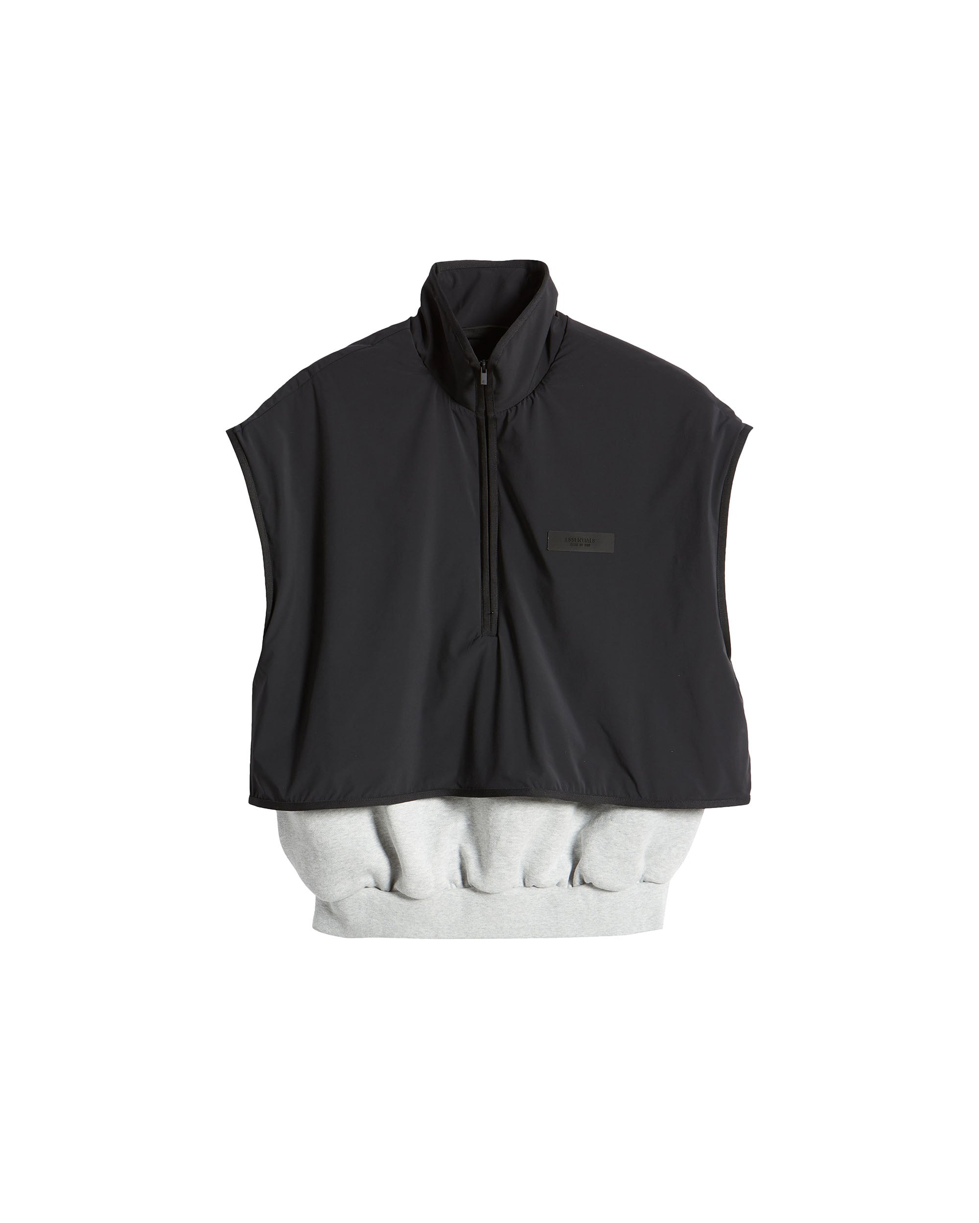 Nylon Fleece Mockneck Vest - Light Heather Grey / Jet Black