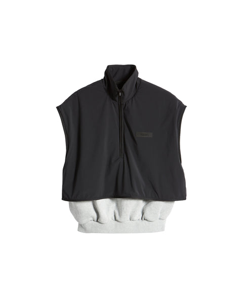 Nylon Fleece Mockneck Vest - Light Heather Grey / Jet Black