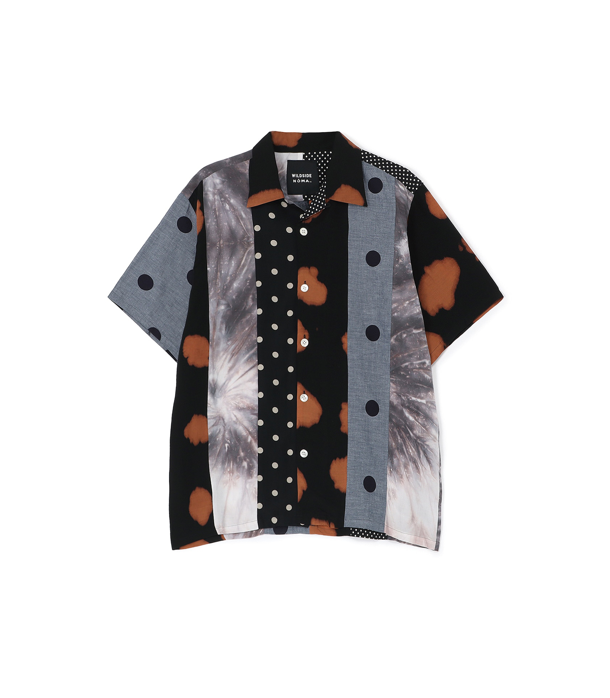 Print & Dye Patchwork Shirt - Black / Navy