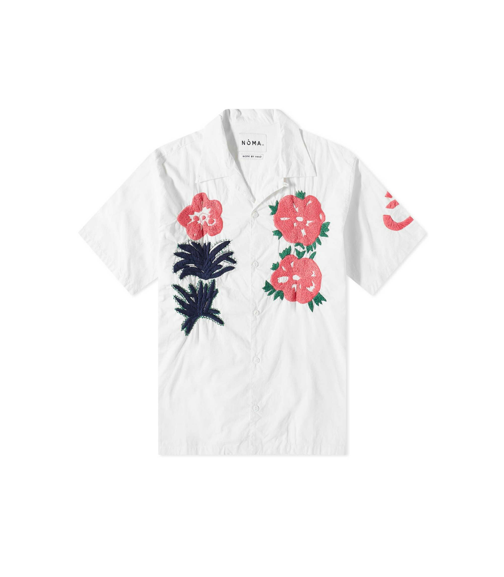 Flower & Cactus Hand Embroidery Shirt - White