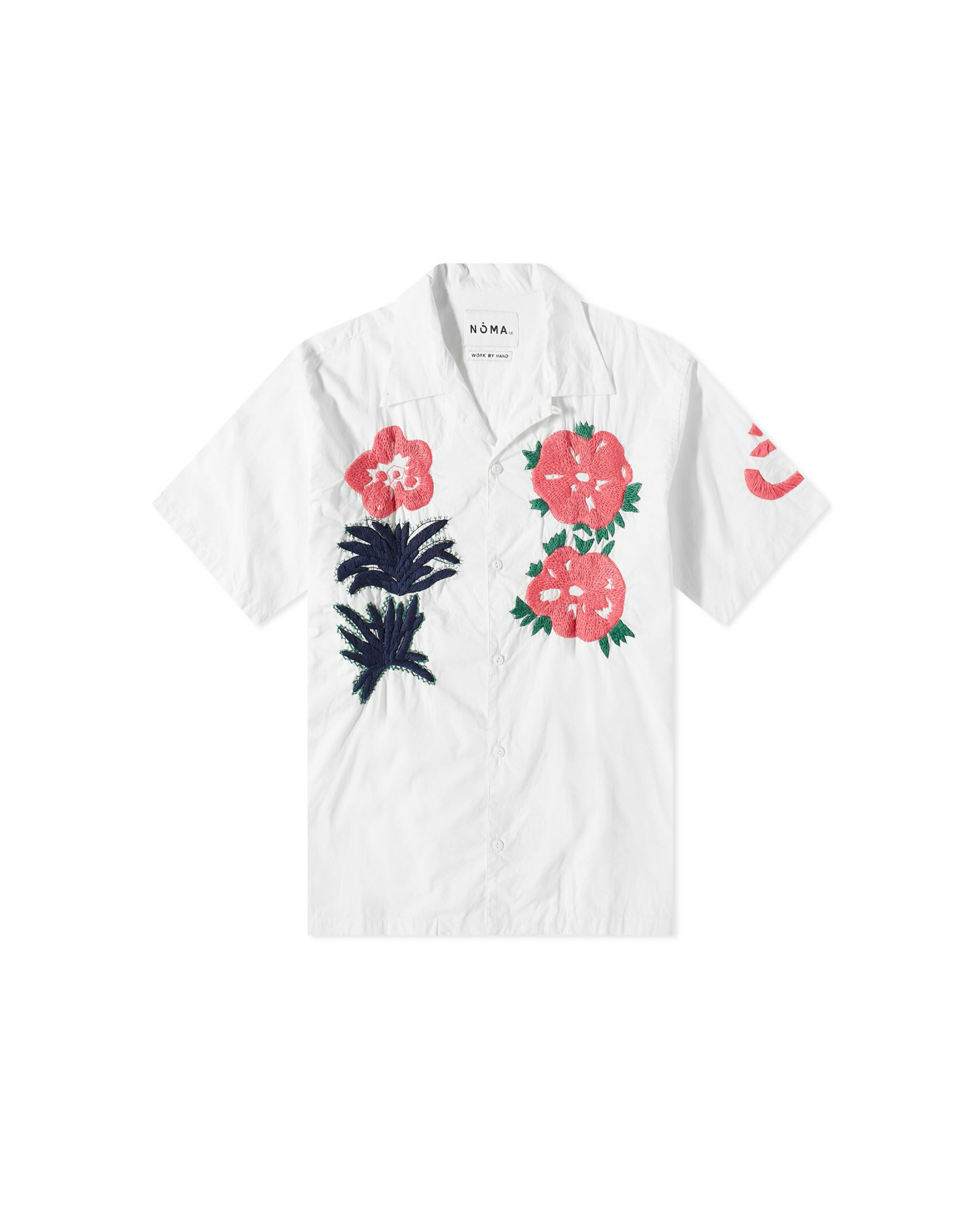 Flower & Cactus Hand Embroidery Shirt - White