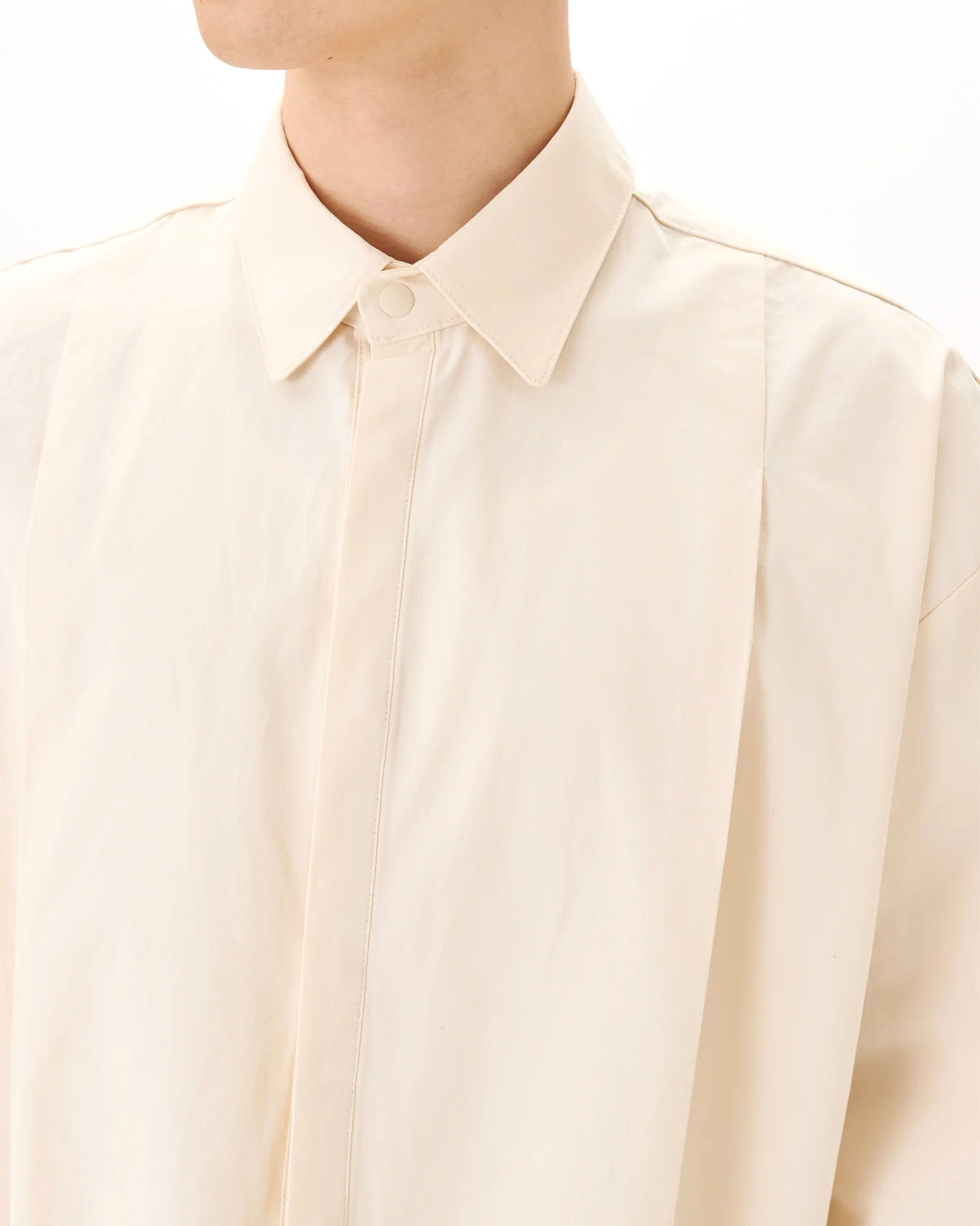 Boxy Pleated Shirt - Off White