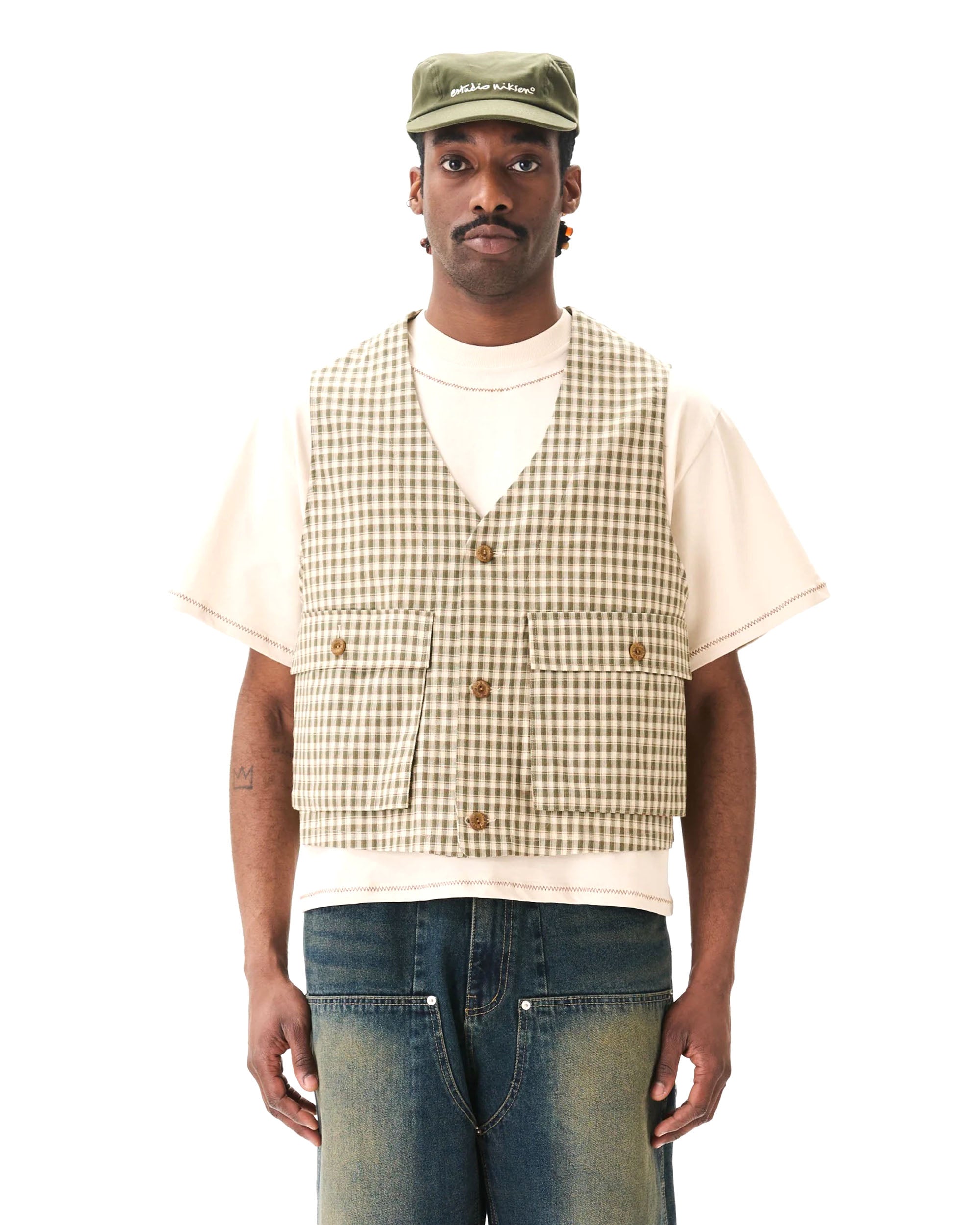 Hand-Embroidered Cropped Tee - Beige