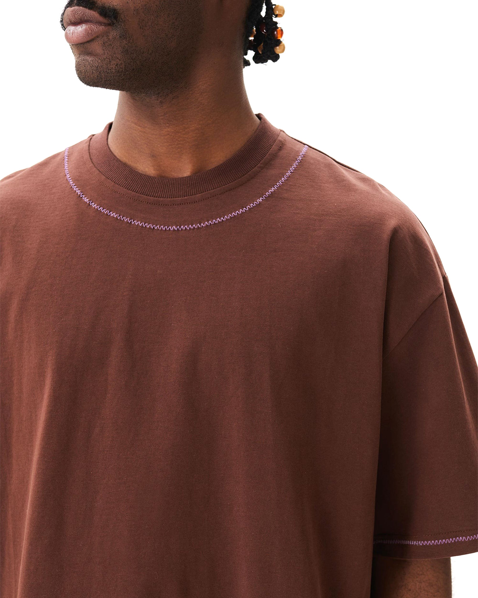 Hand-Embroidered Cropped Tee - Brown