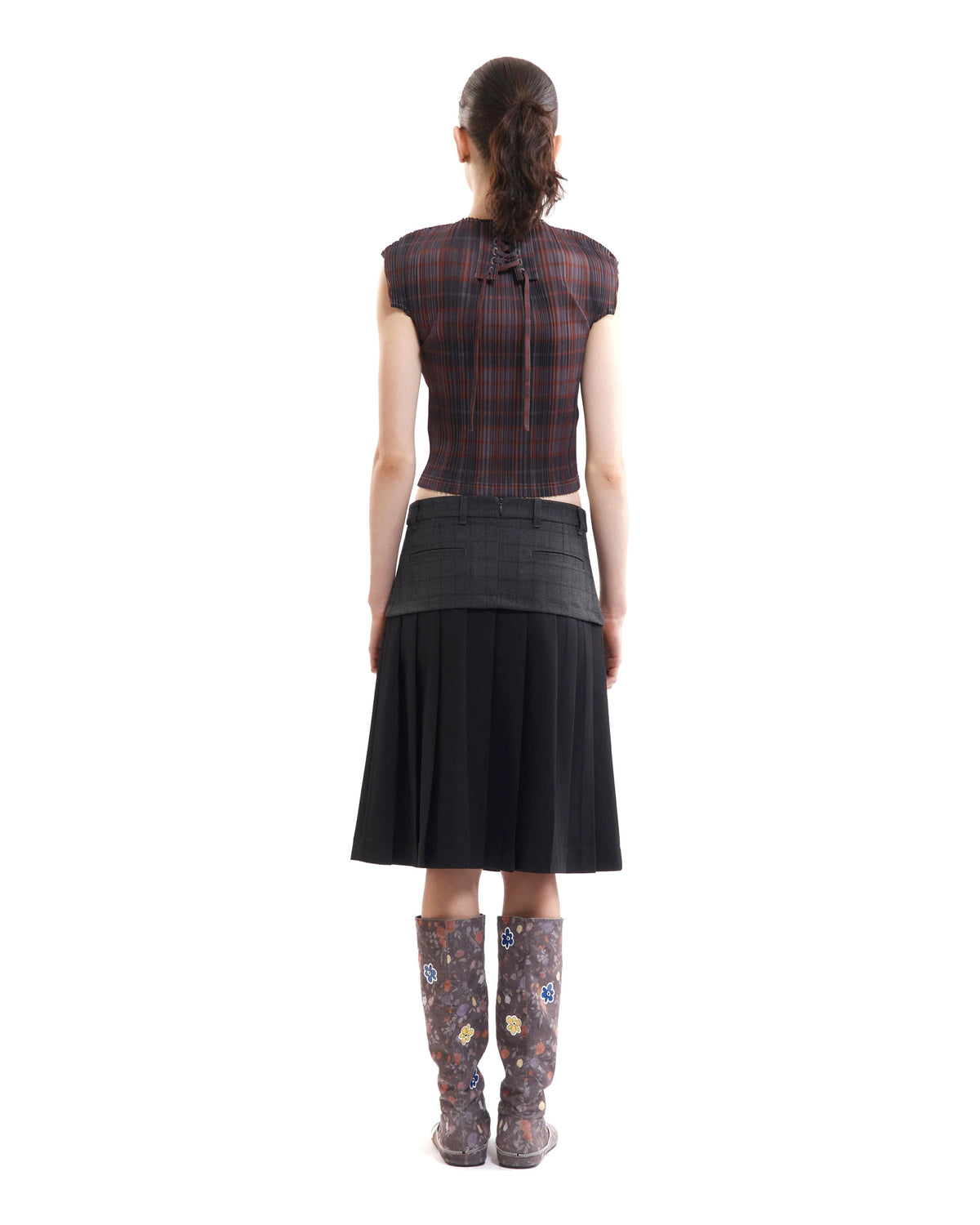 Spiral Jetty Pleat Skirt - Black/Grey