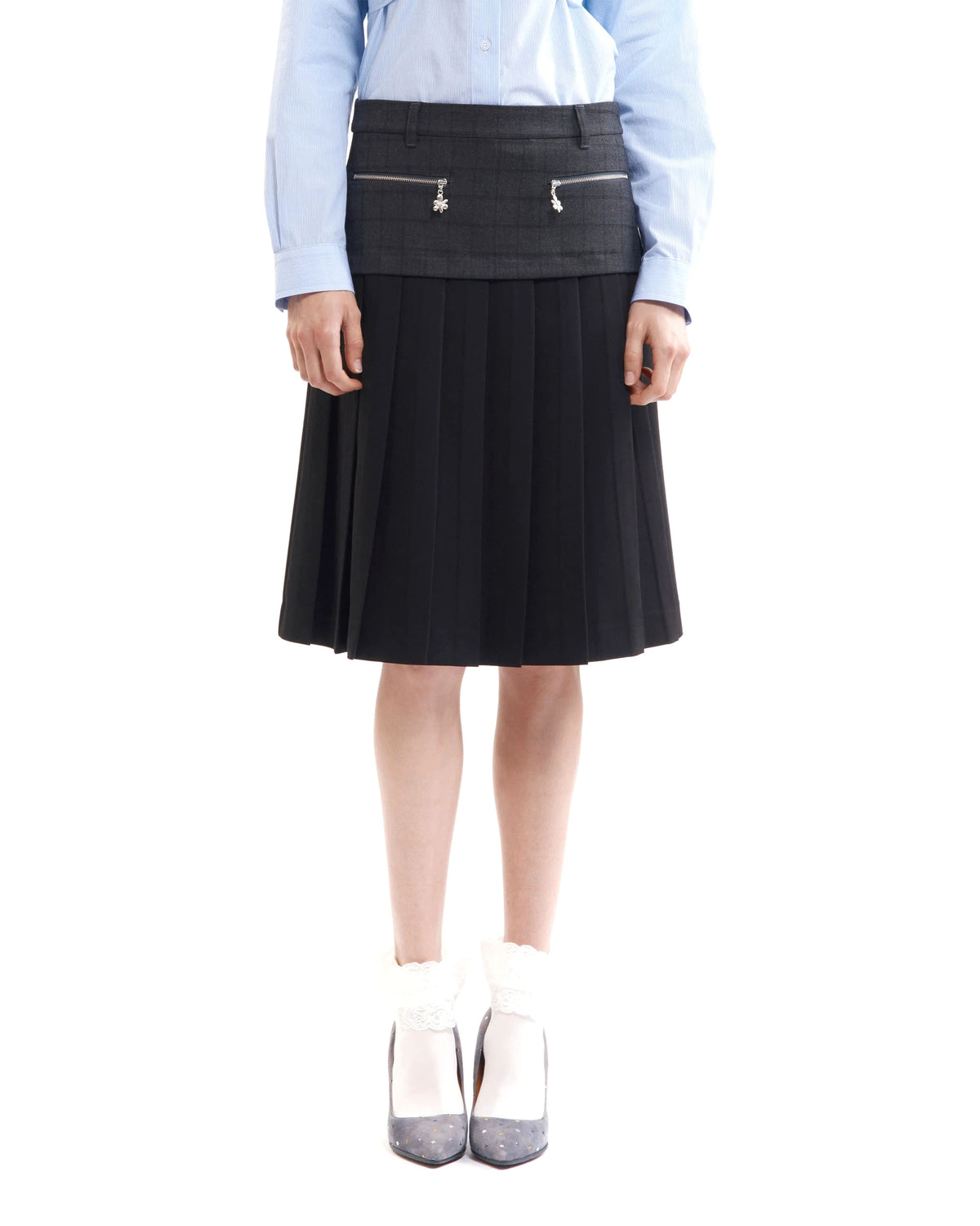 Spiral Jetty Pleat Skirt - Black/Grey
