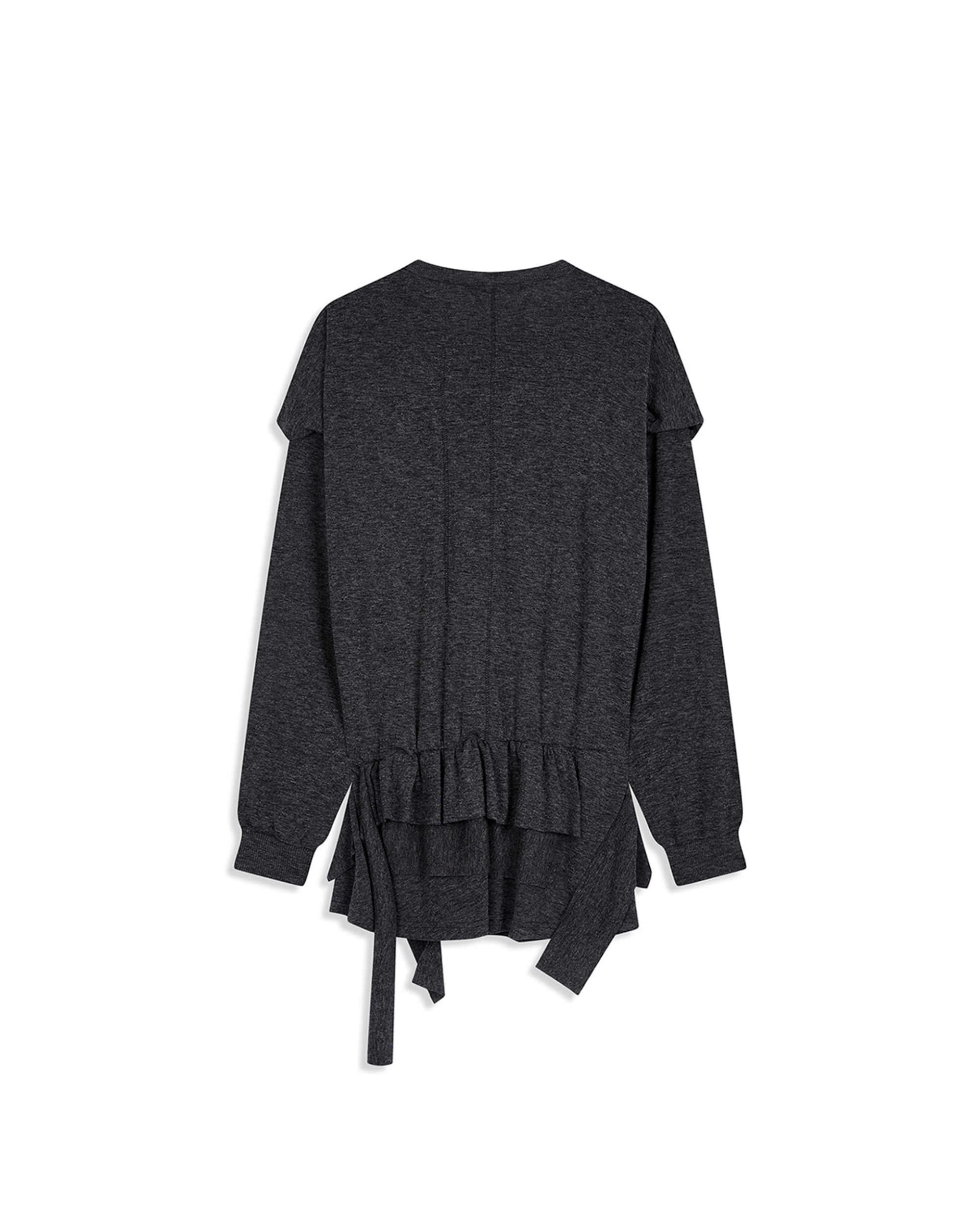 Raw Cut Ruffle Dress - Black
