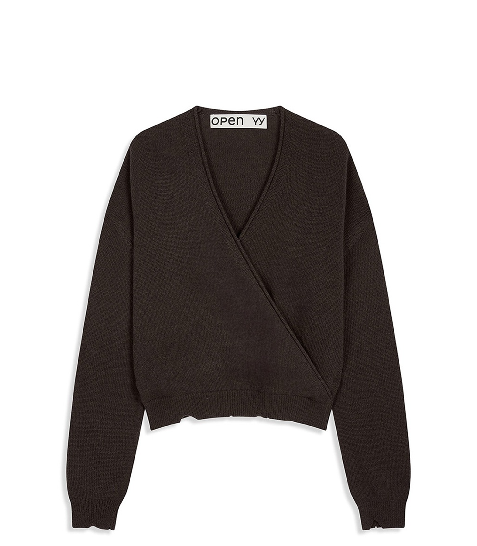 Wool Criss Cross Wrap Knit - Brown