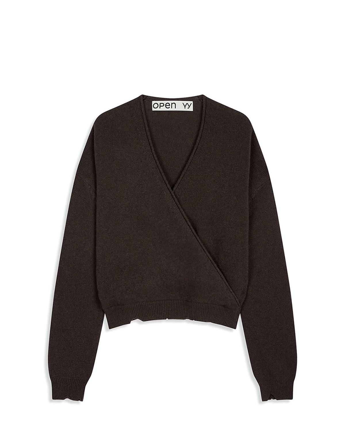 Wool Criss Cross Wrap Knit - Brown