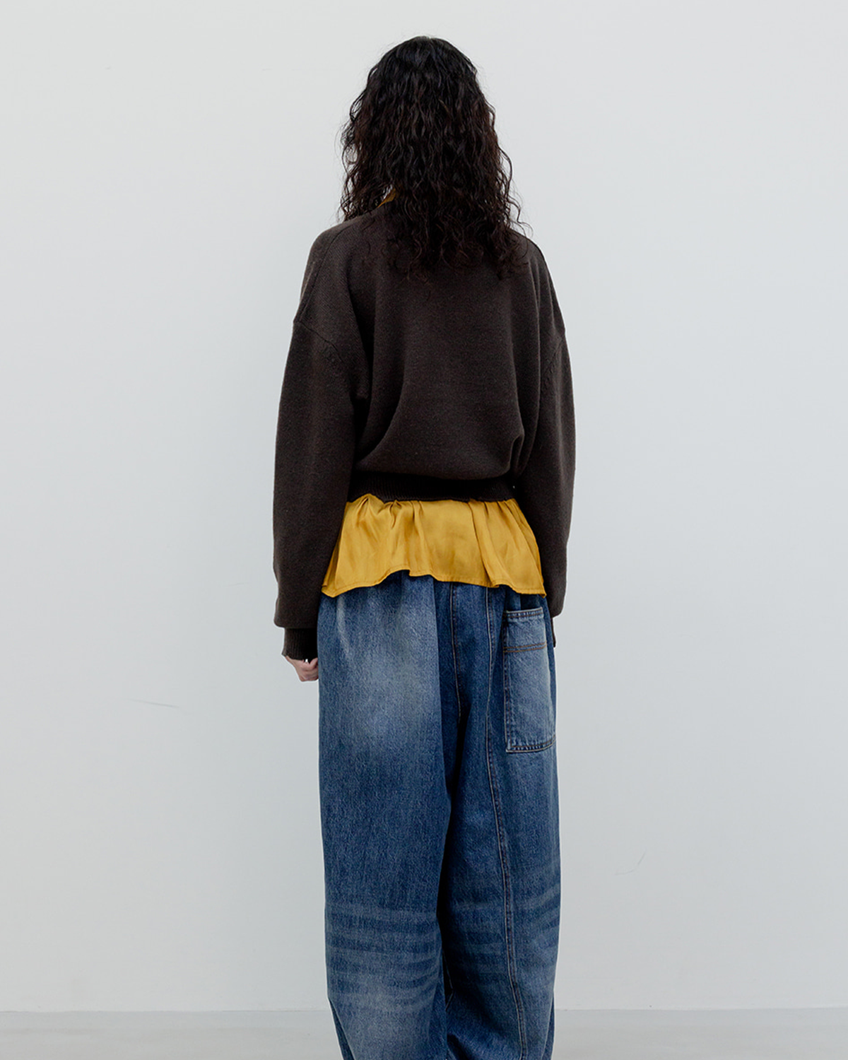 Wool Criss Cross Wrap Knit - Brown