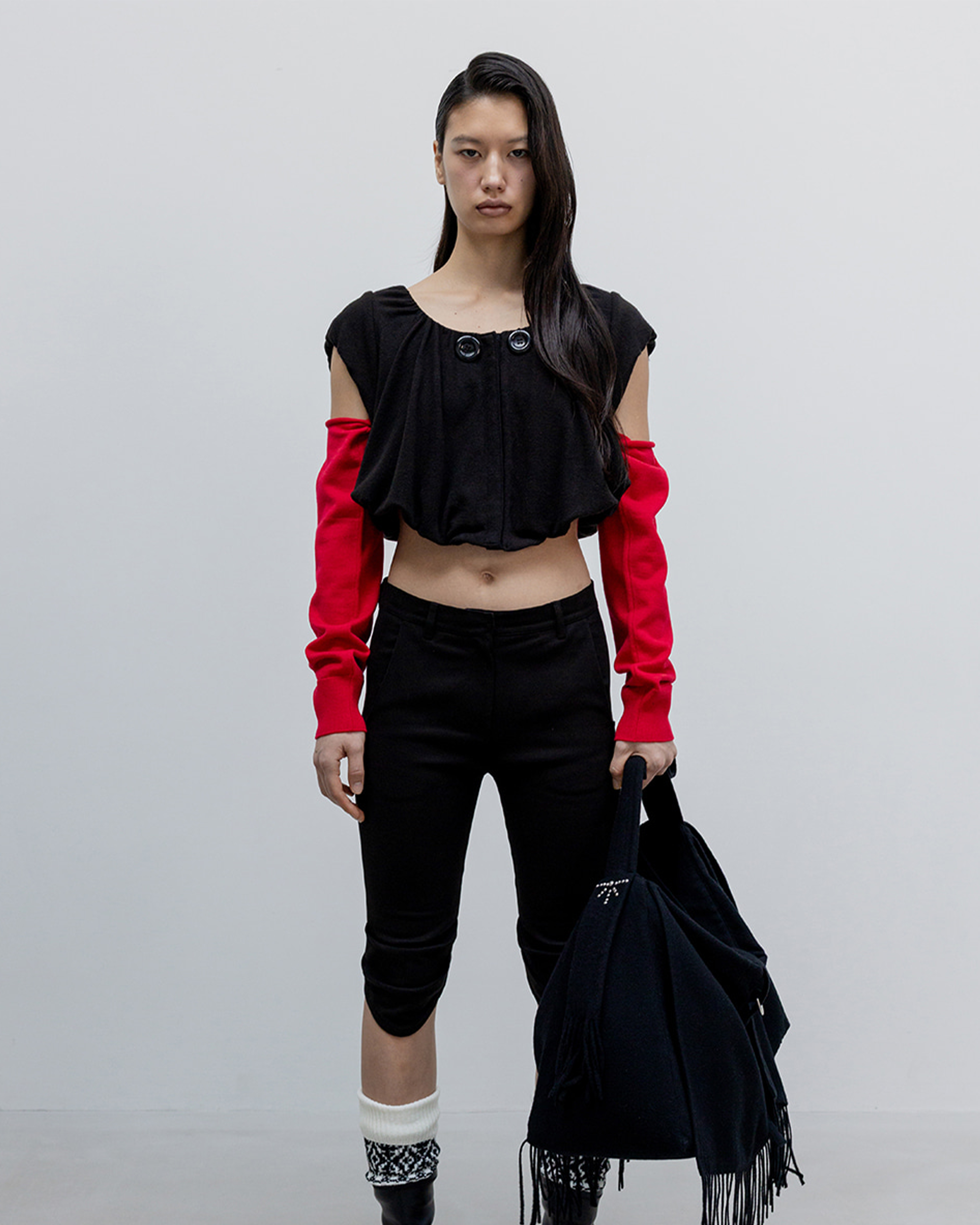 Shirred Jersey Tank - Black
