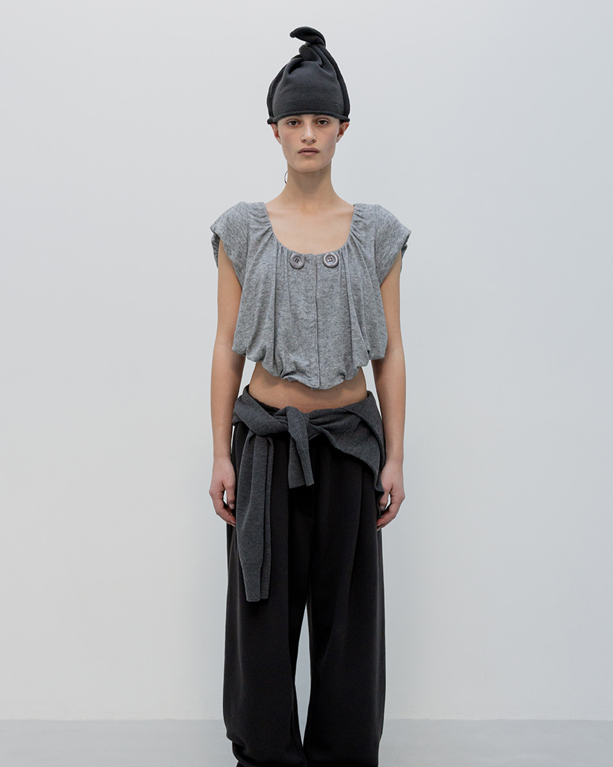 Shirred Jersey Tank - Grey