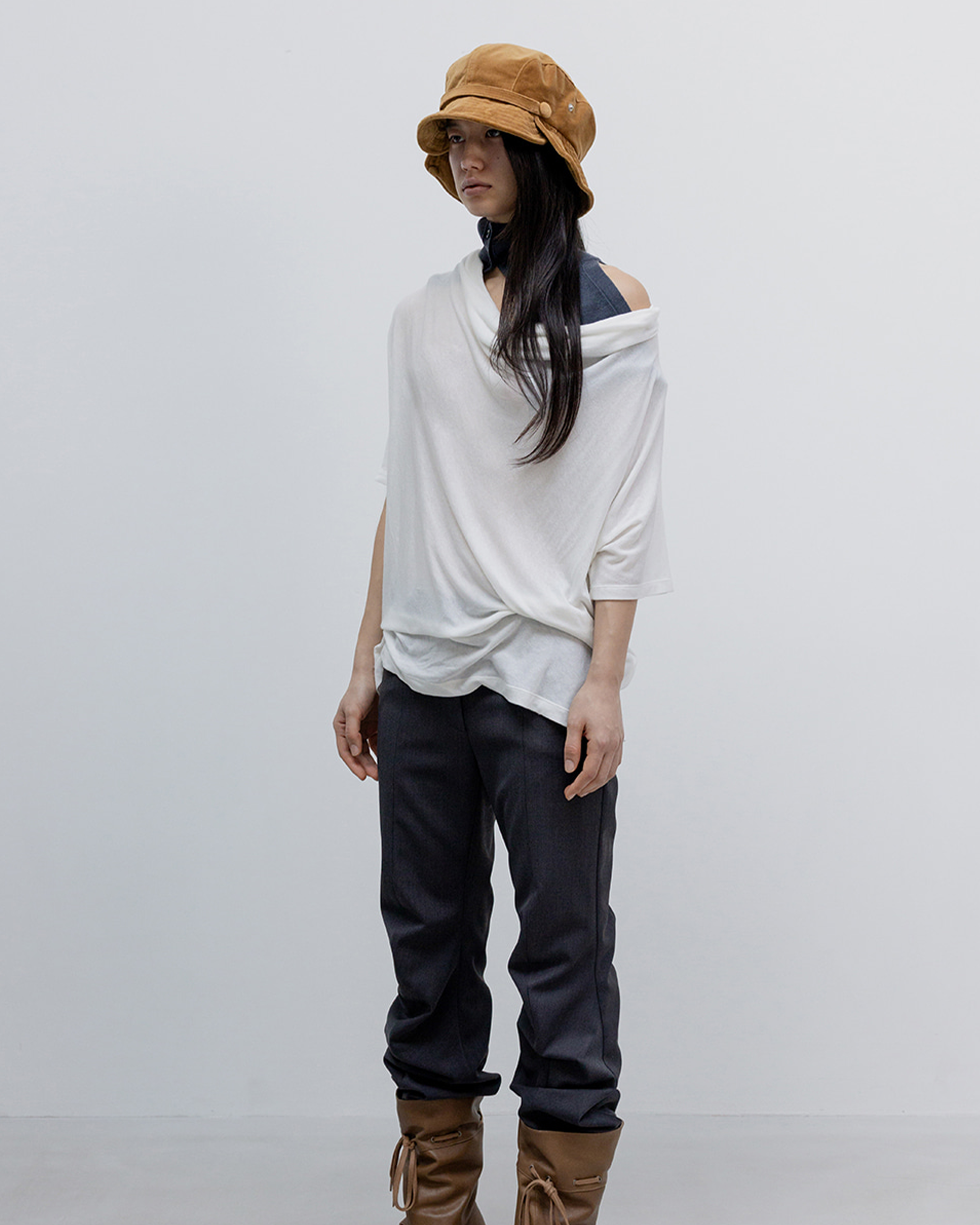 Cowl Neck T-Shirt - White