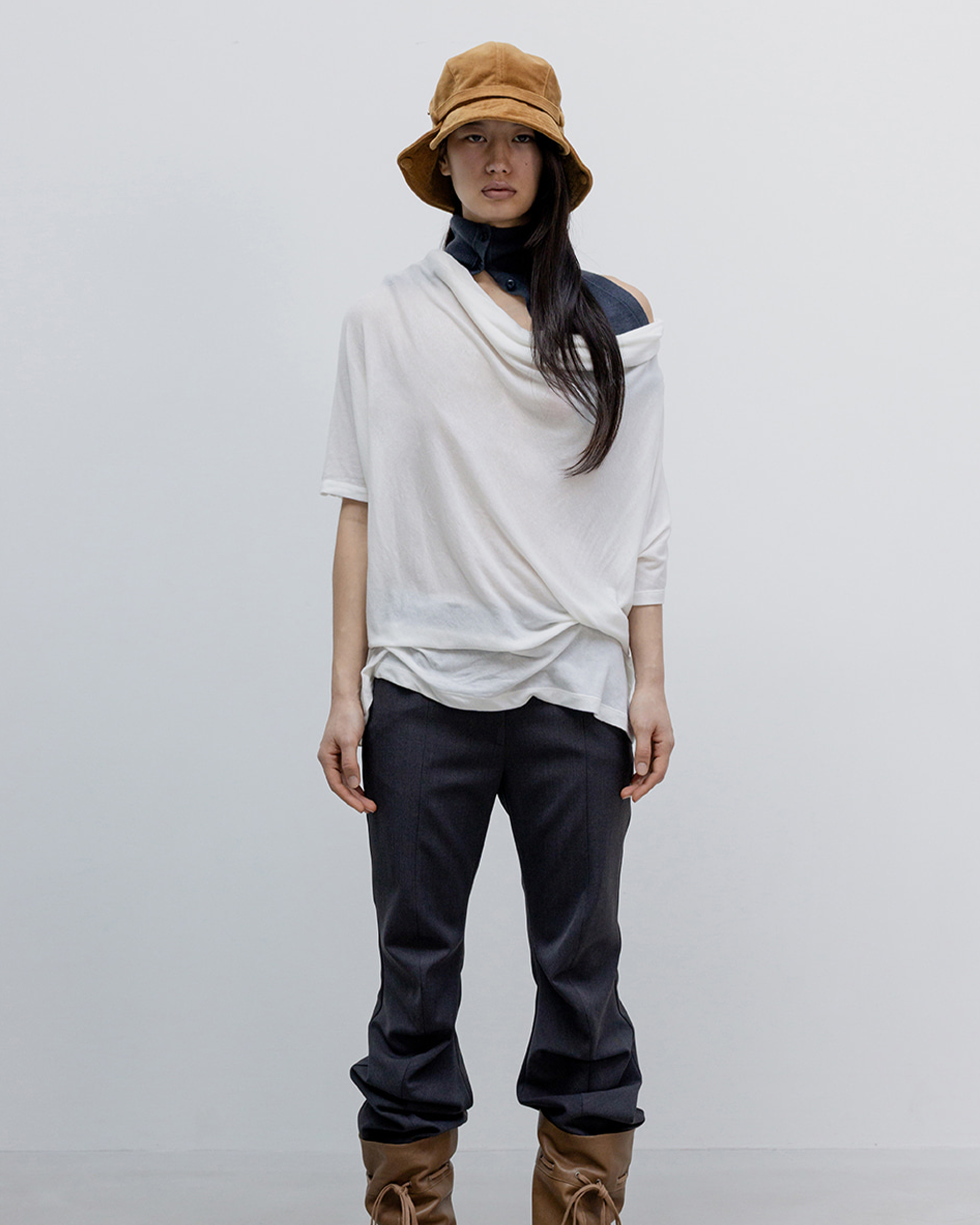 Cowl Neck T-Shirt - White