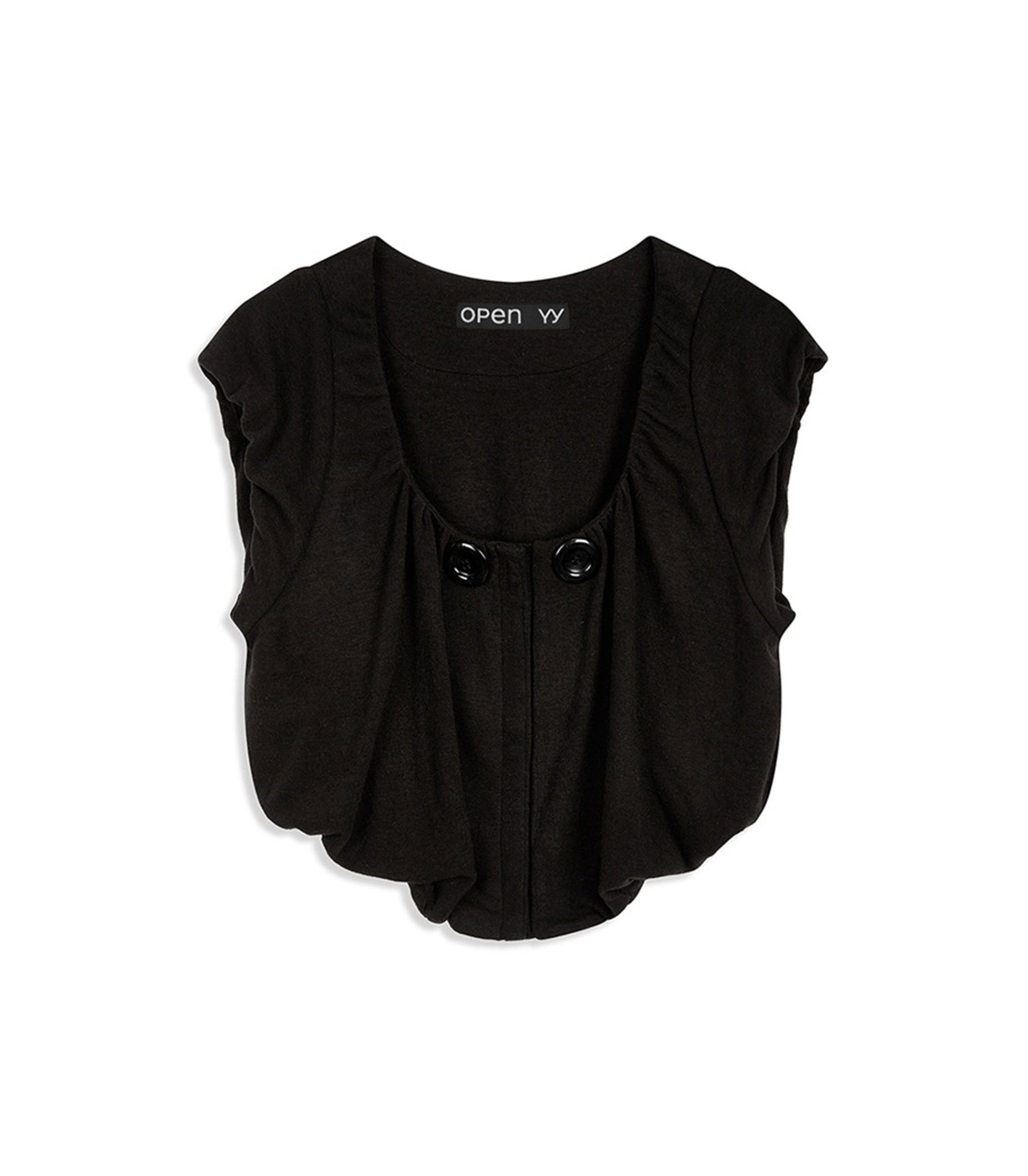 Shirred Jersey Tank - Black