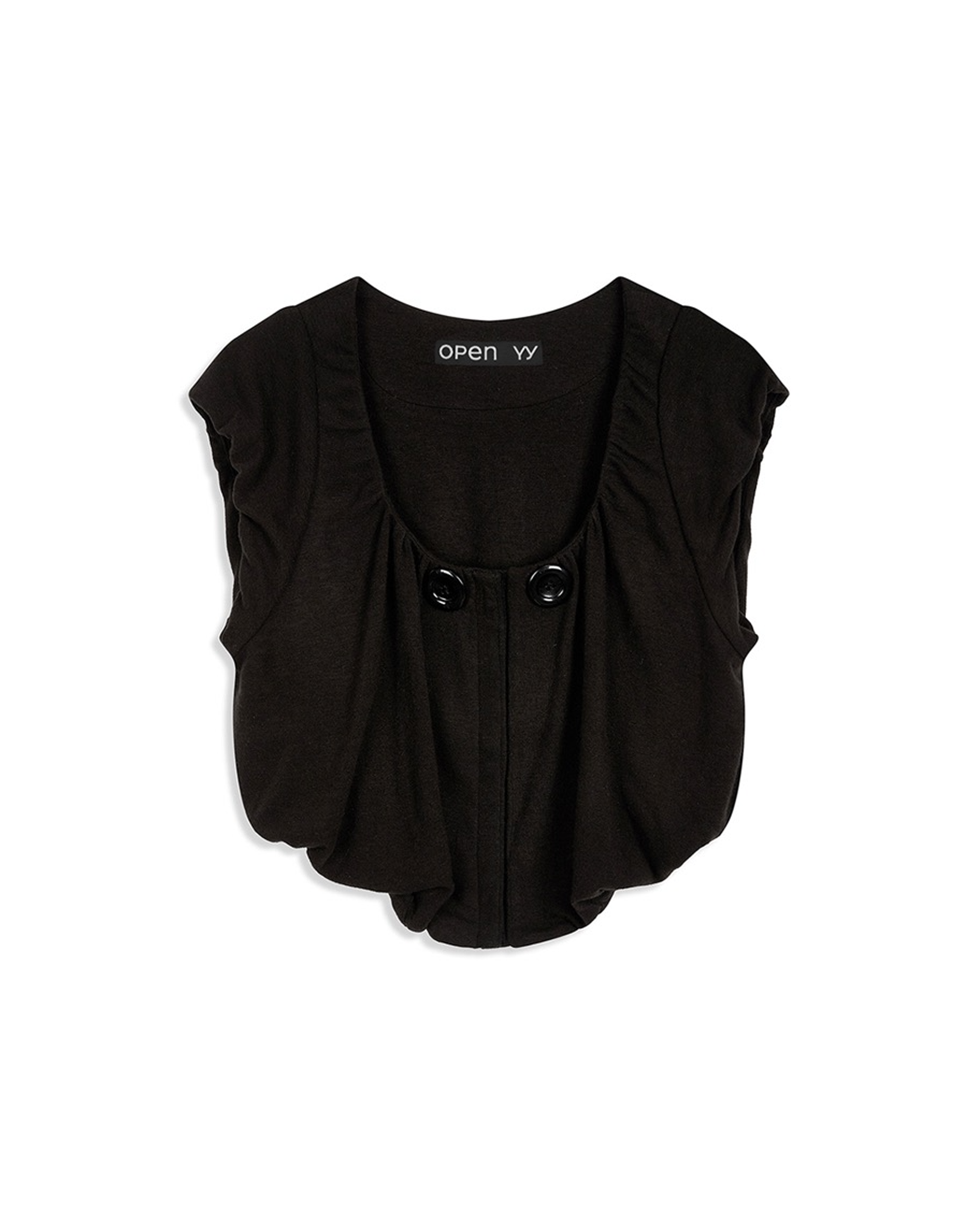 Shirred Jersey Tank - Black
