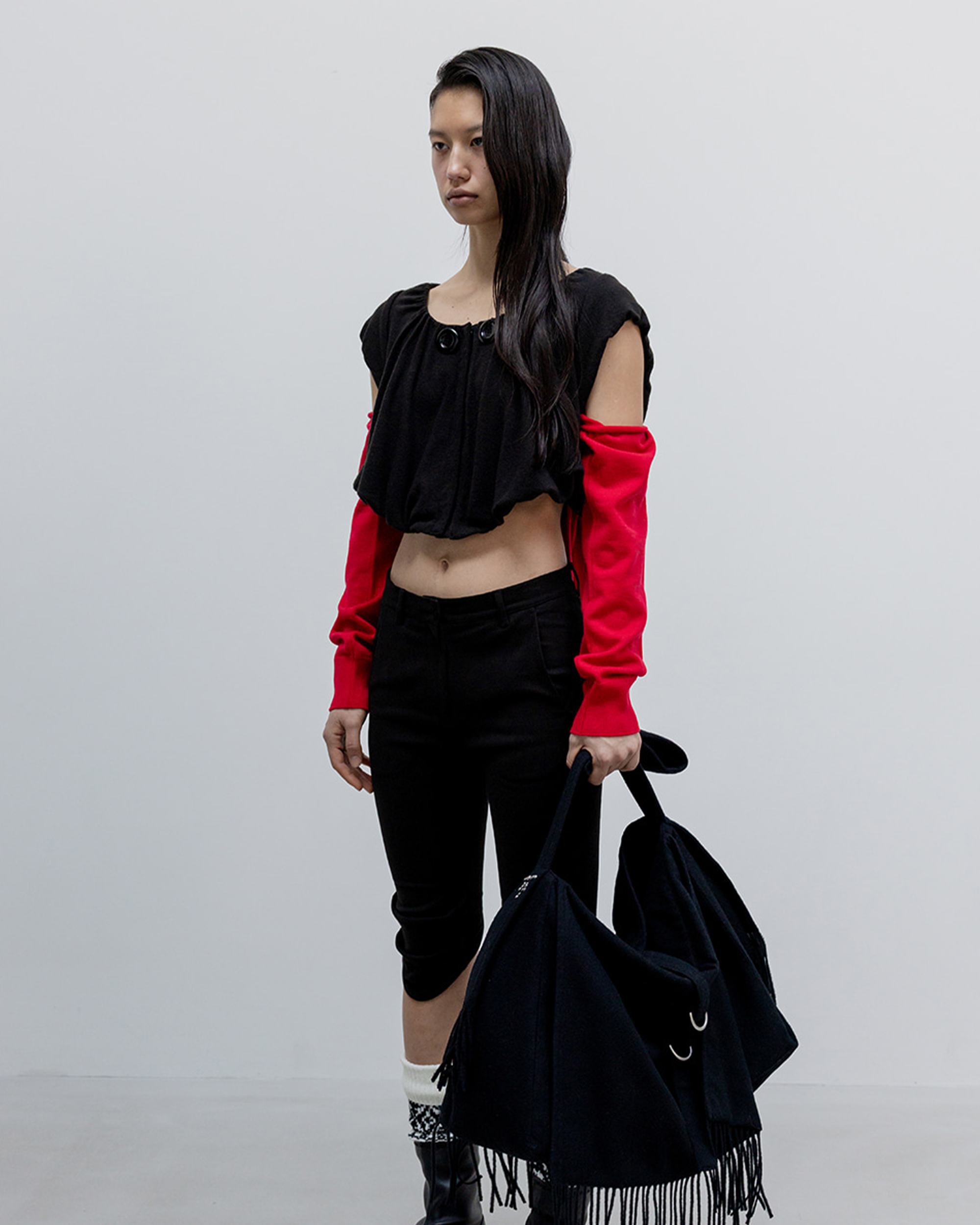 Shirred Jersey Tank - Black