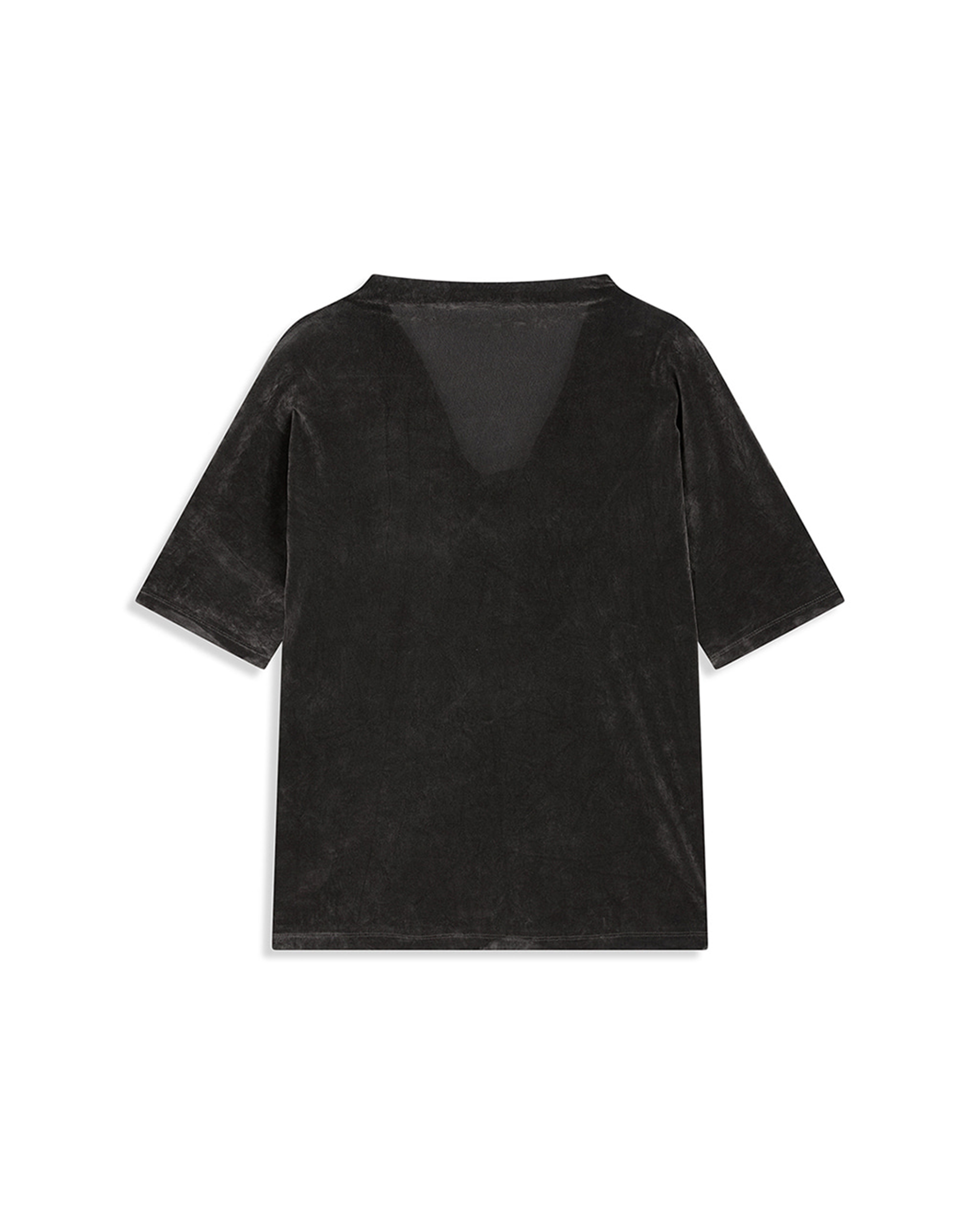 Velvet Cowl Neck T-Shirt - Charcoal