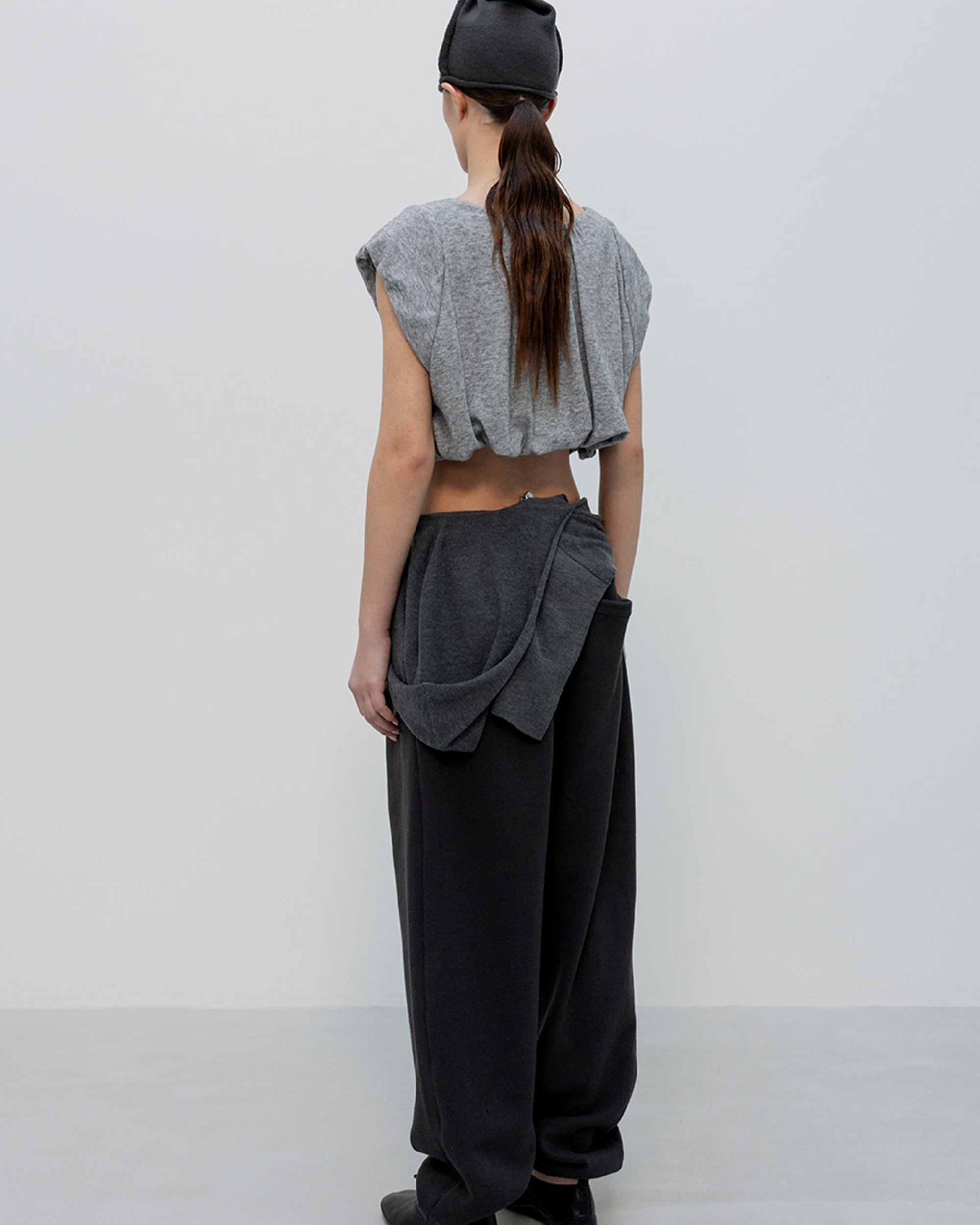 Shirred Jersey Tank - Grey