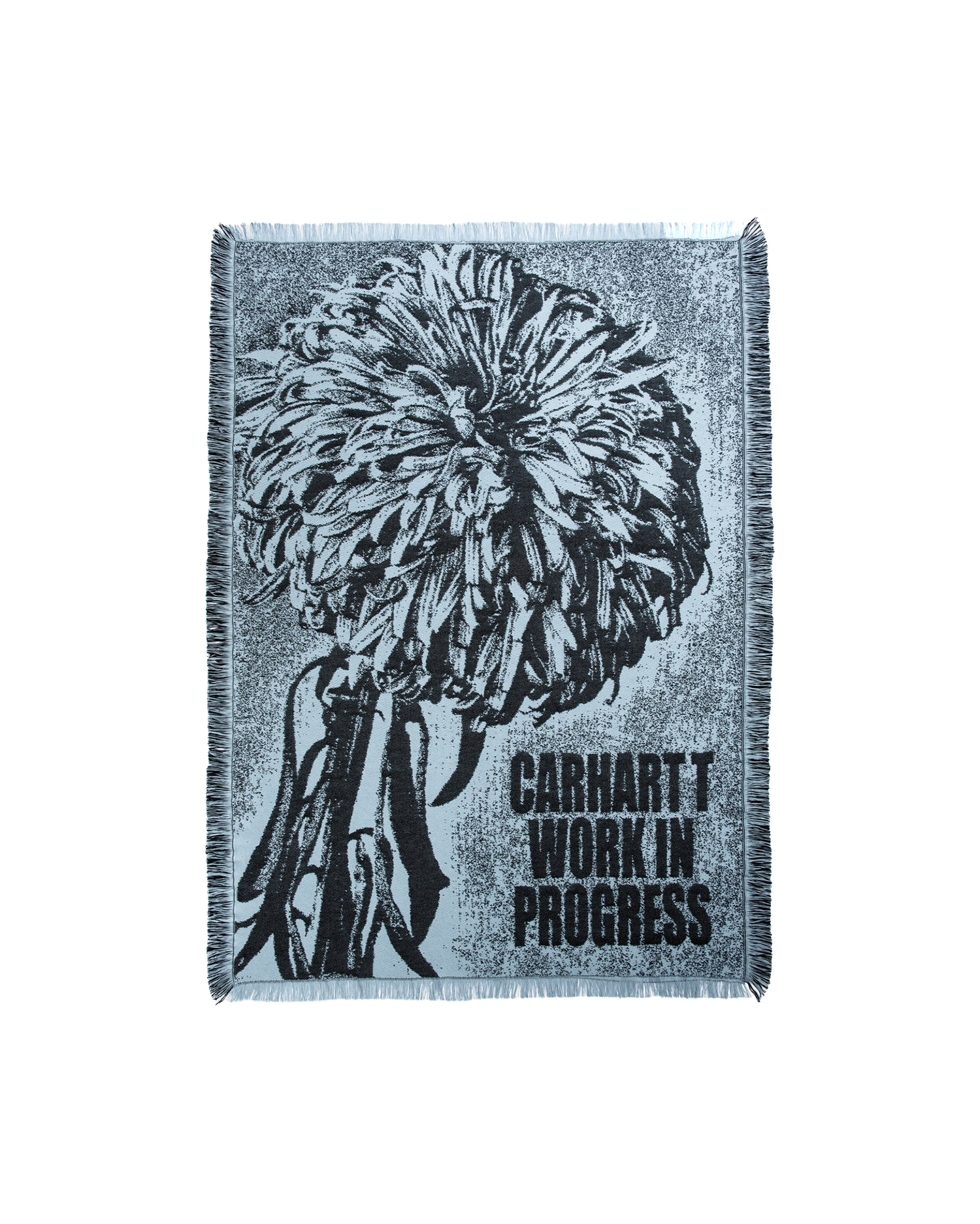 Chrysanthemum Woven Blanket - Misty Sky / Black