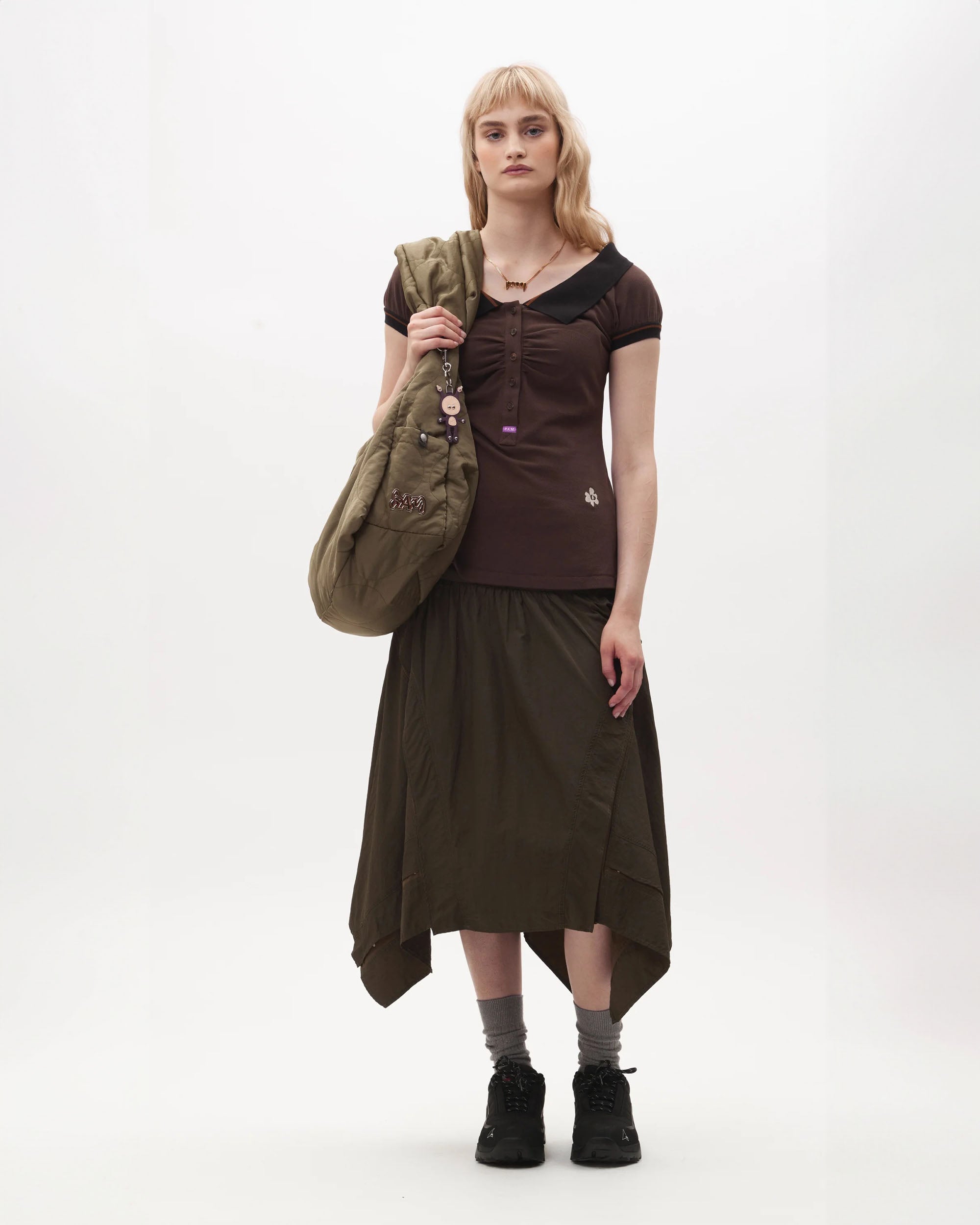Twin Oaks Wide Neck Polo - Brown