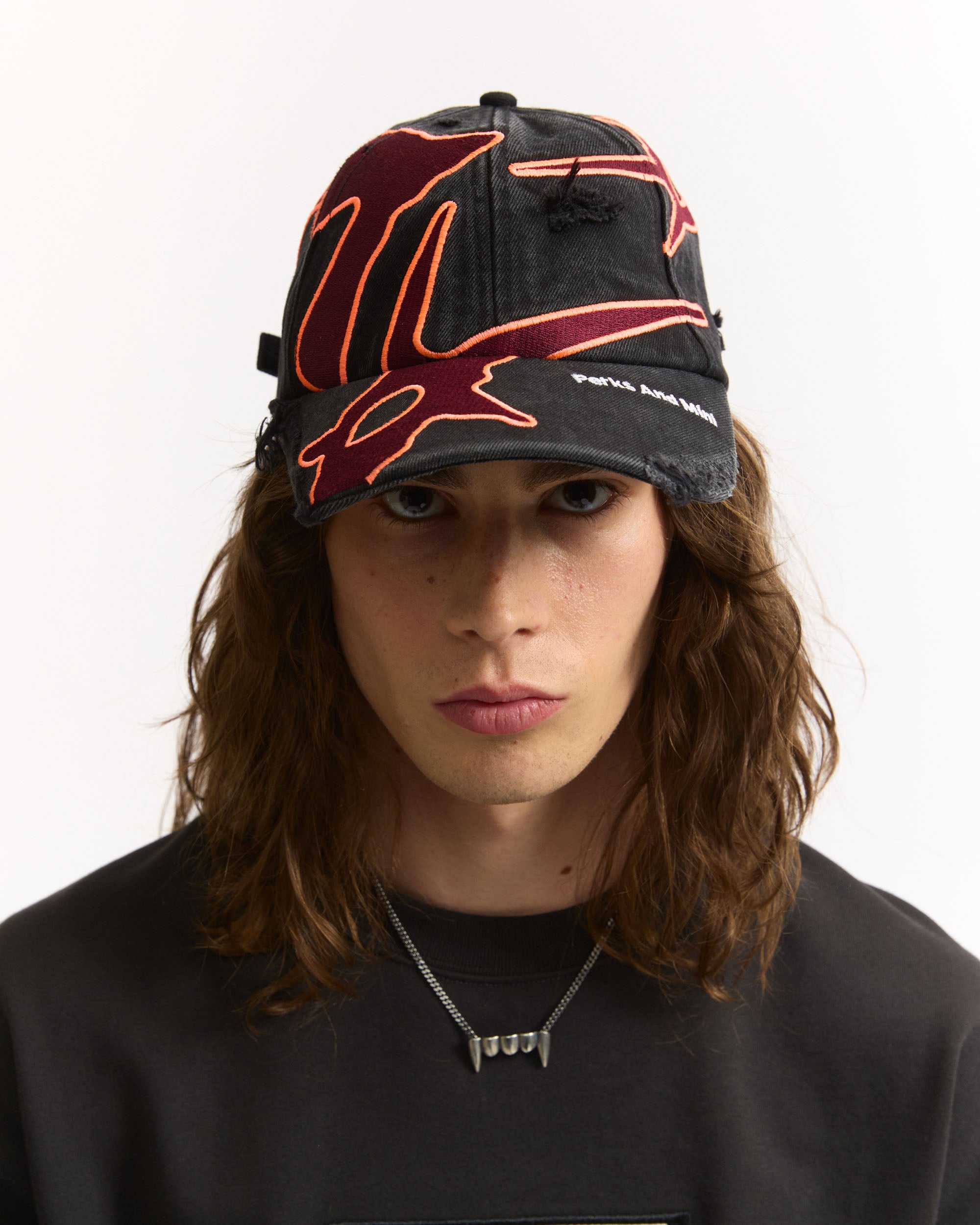 Seven Eighths Baseball Cap - Washed Black / Deep Red