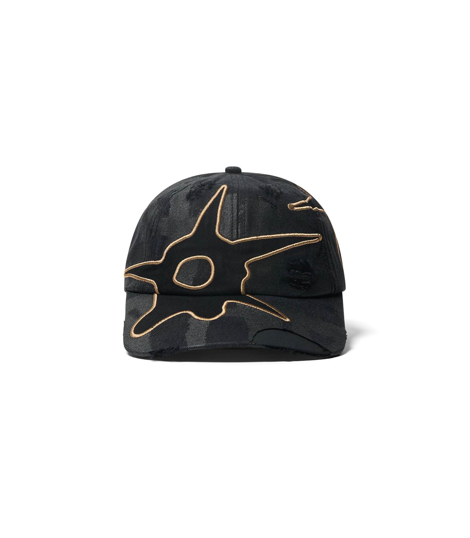 Distressed Urchin Tag Baseball Cap - Black Wash