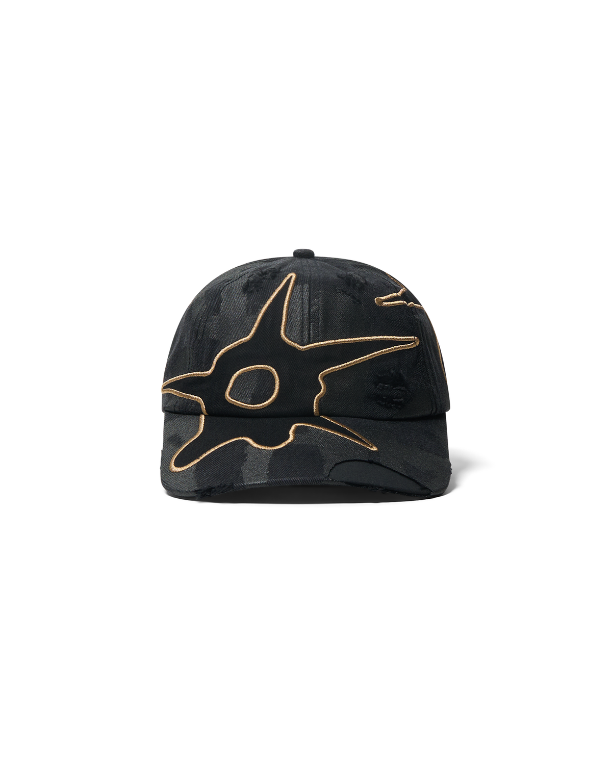 Distressed Urchin Tag Baseball Cap - Black Wash