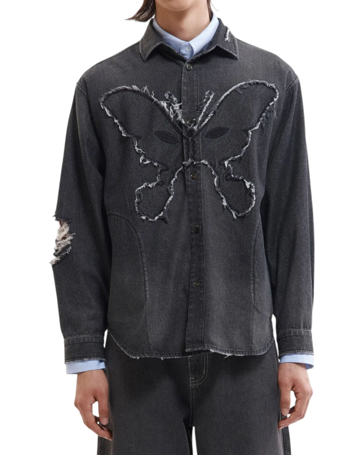 Moments In Love Overshirt - Black Chambray