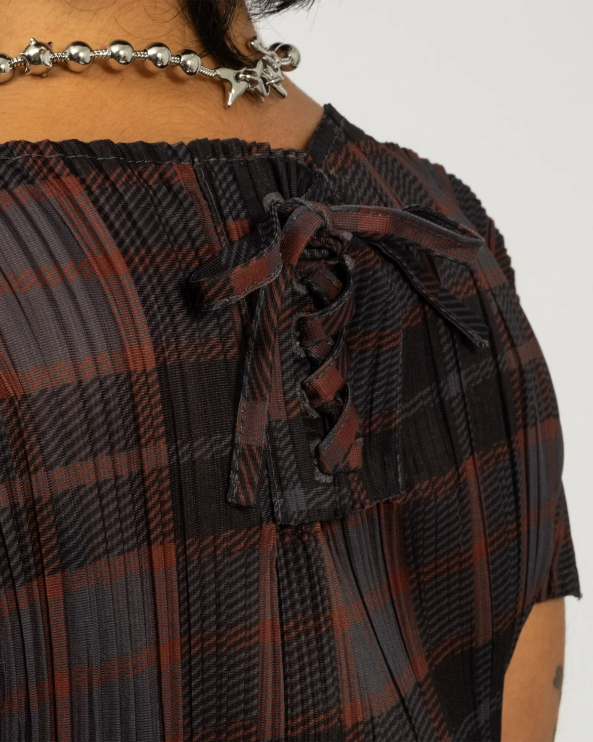 Bodhi Pleated Top - Grey Check