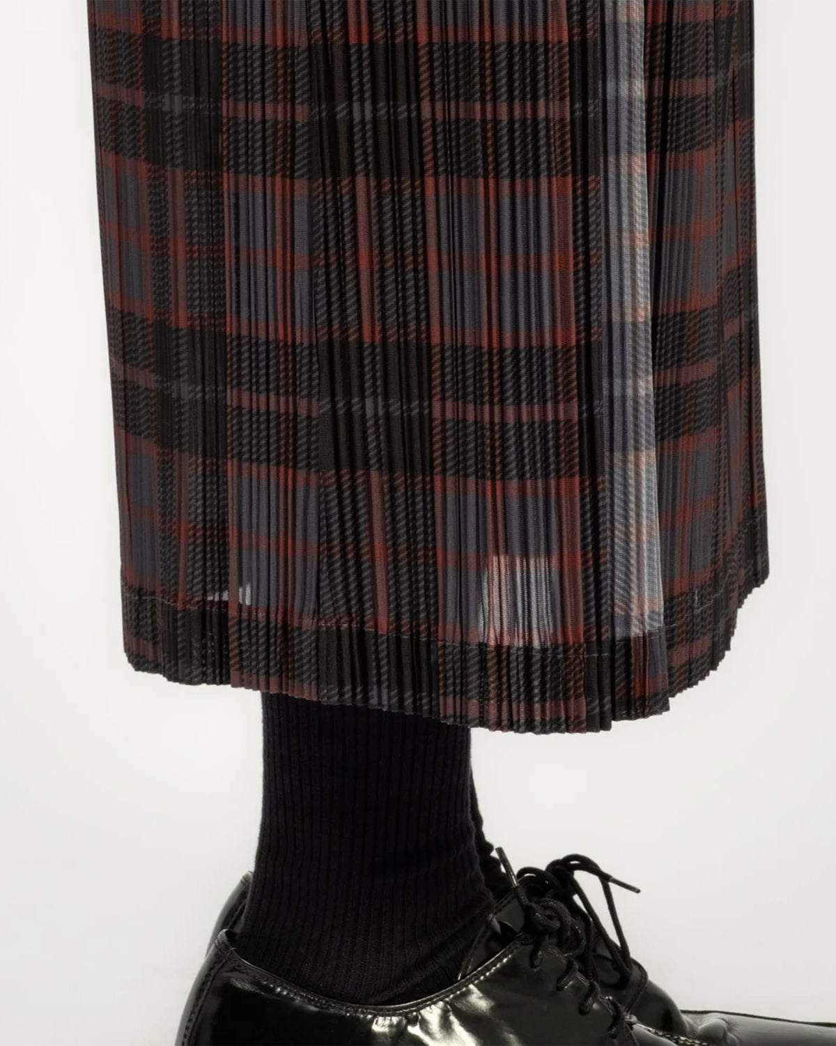 Bodhi Pleated Long Skirt - Grey Check