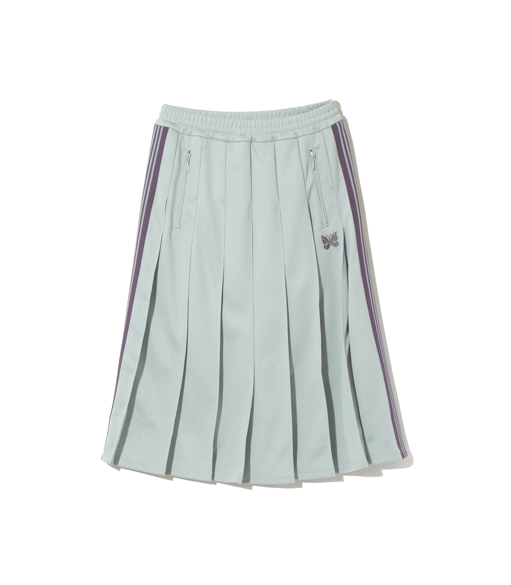 Poly Smooth Pleated Track Skirt - Sax