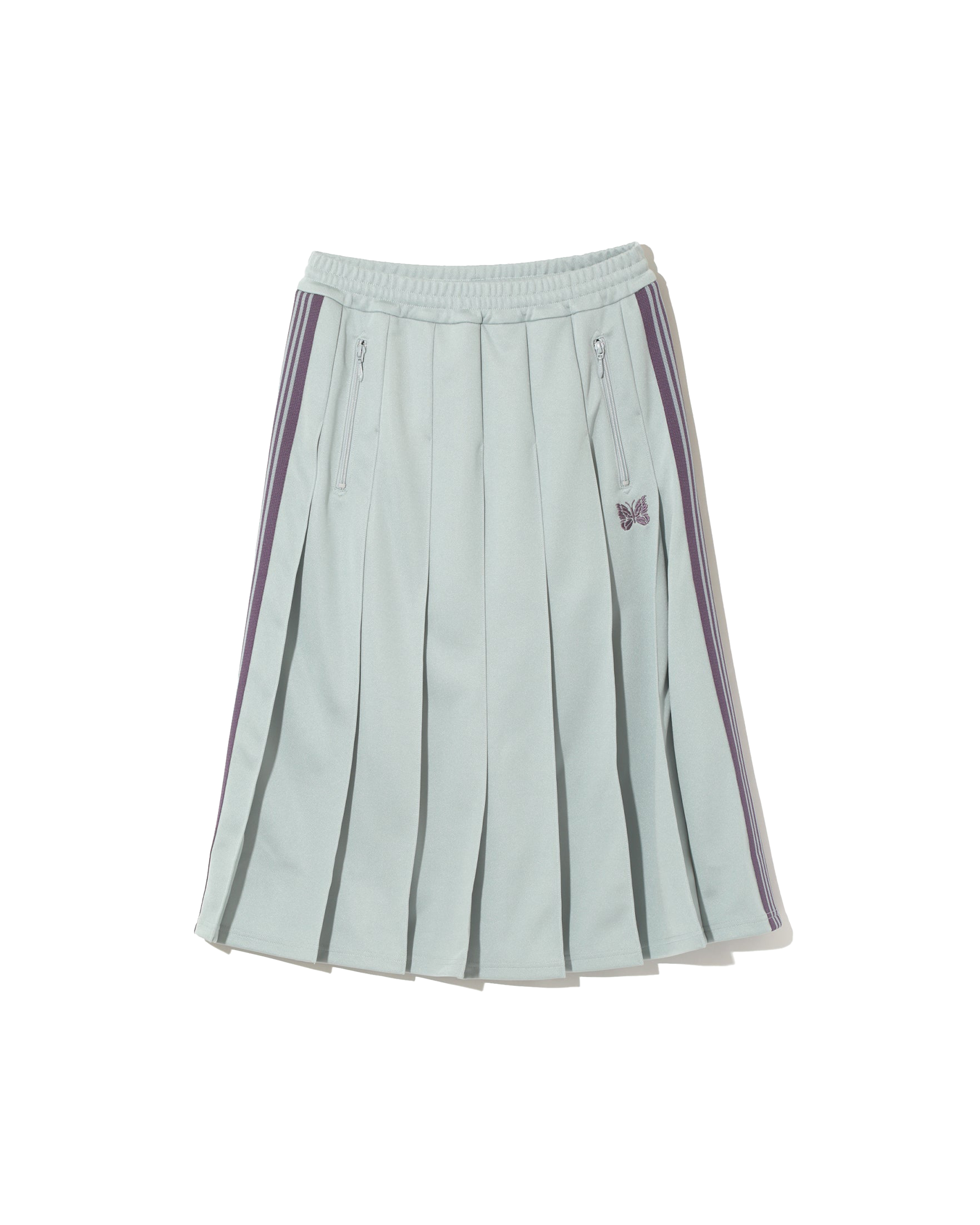 Poly Smooth Pleated Track Skirt - Sax