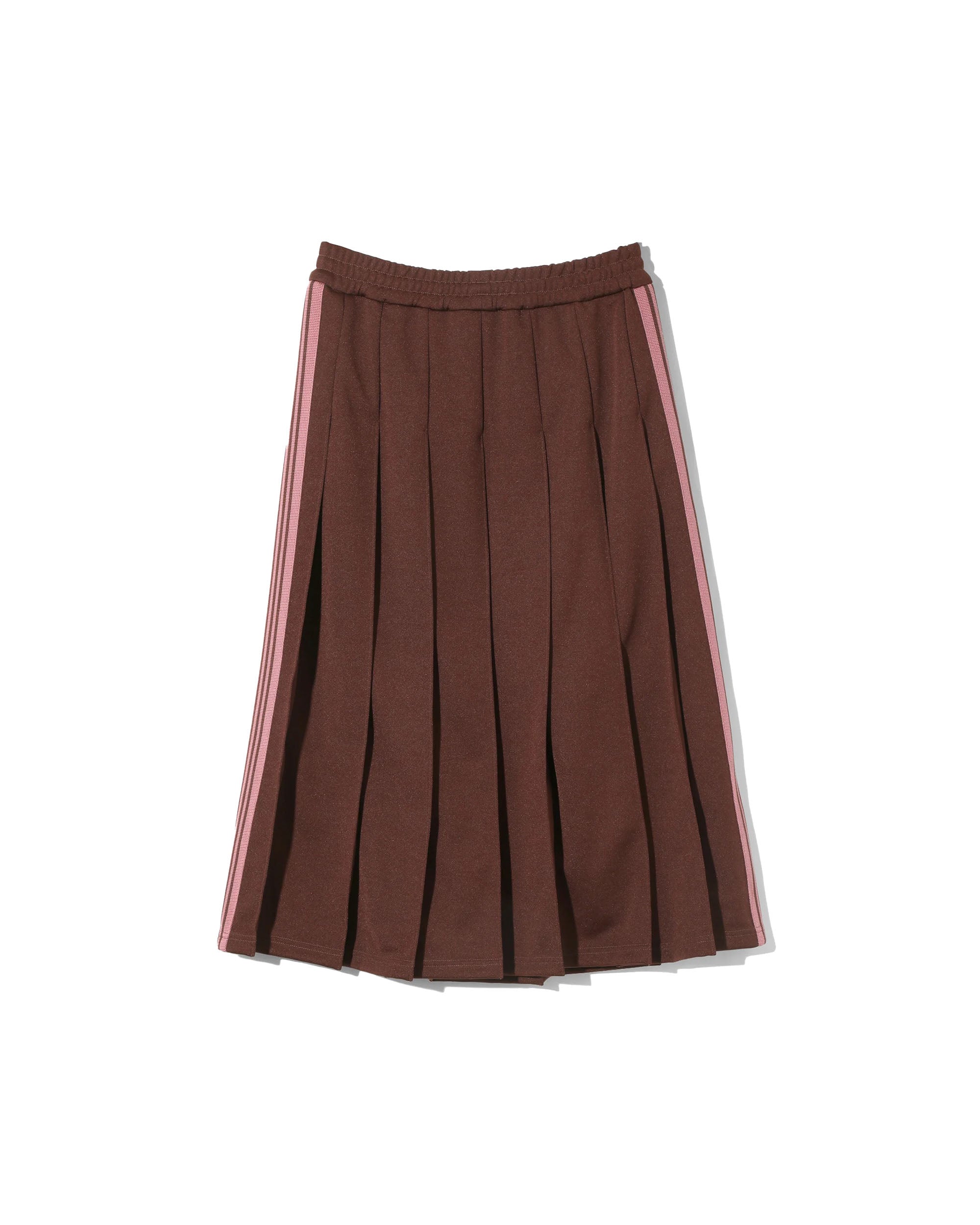 Poly Smooth Pleated Track Skirt - Brown / Pink