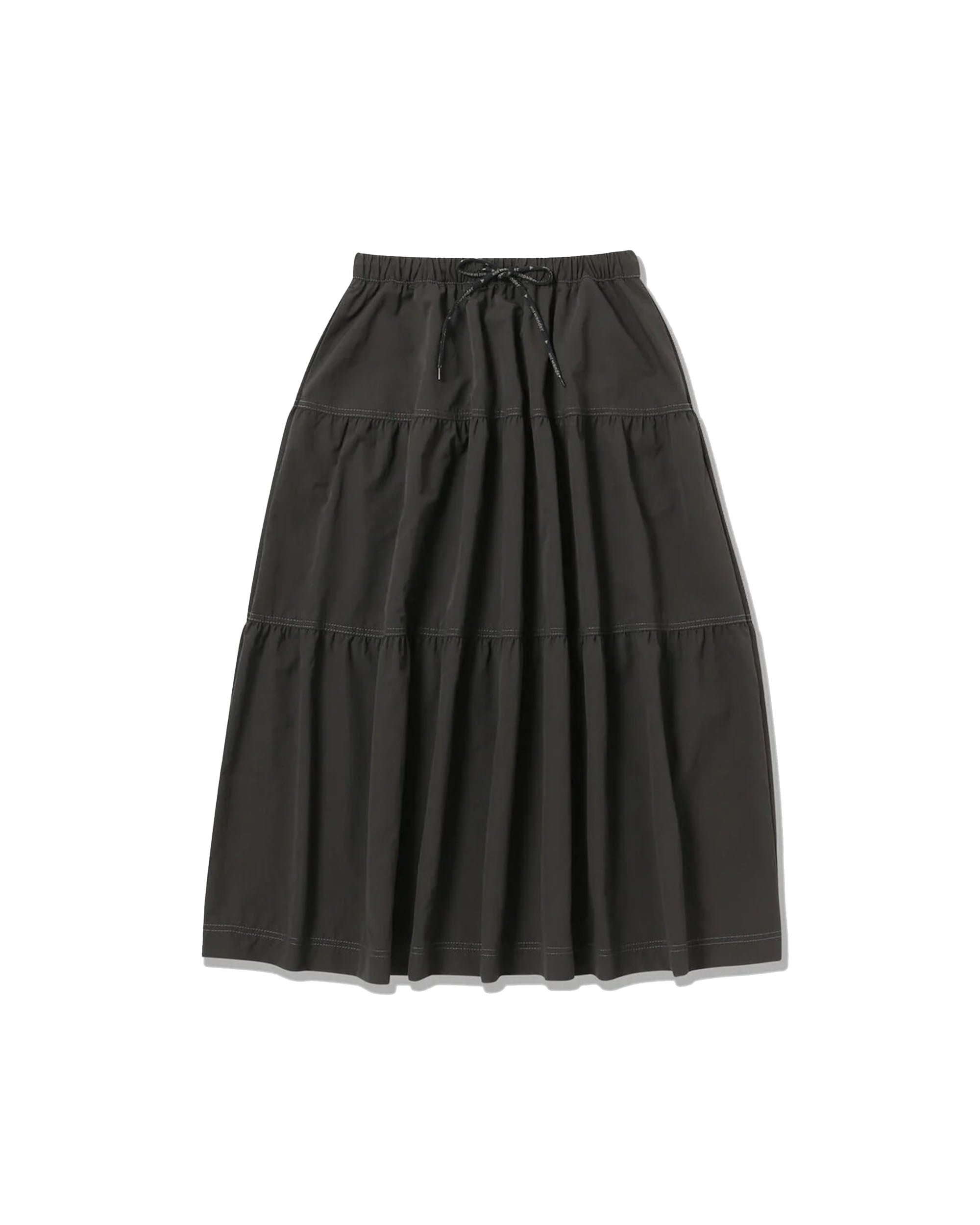 Crinkled Nylon Tiered Skirt 2  - Charcoal