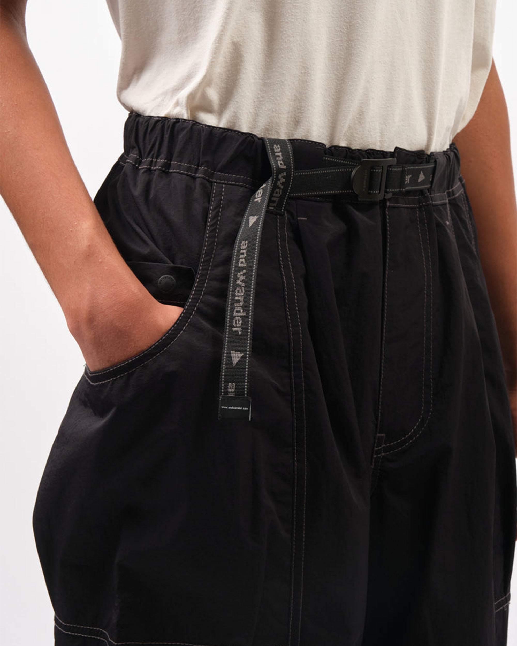 Crinkled Nylon Pant - Black
