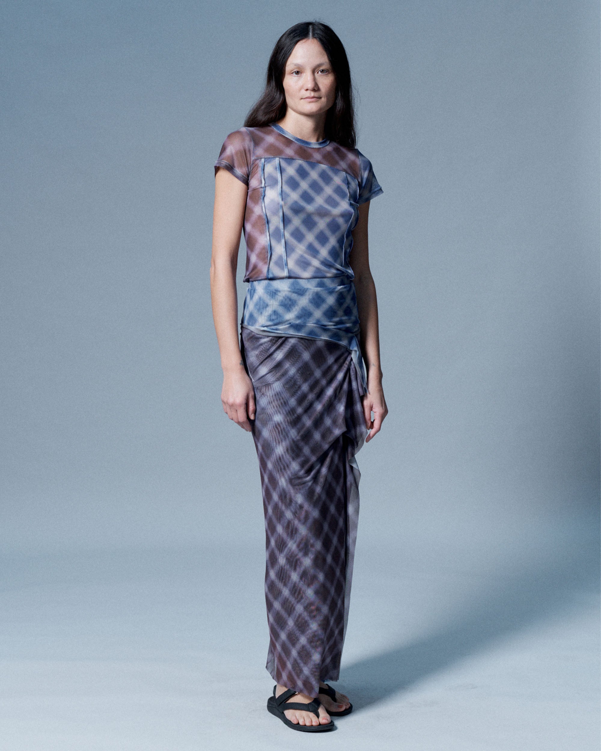 Cross Gather Skirt - Brown