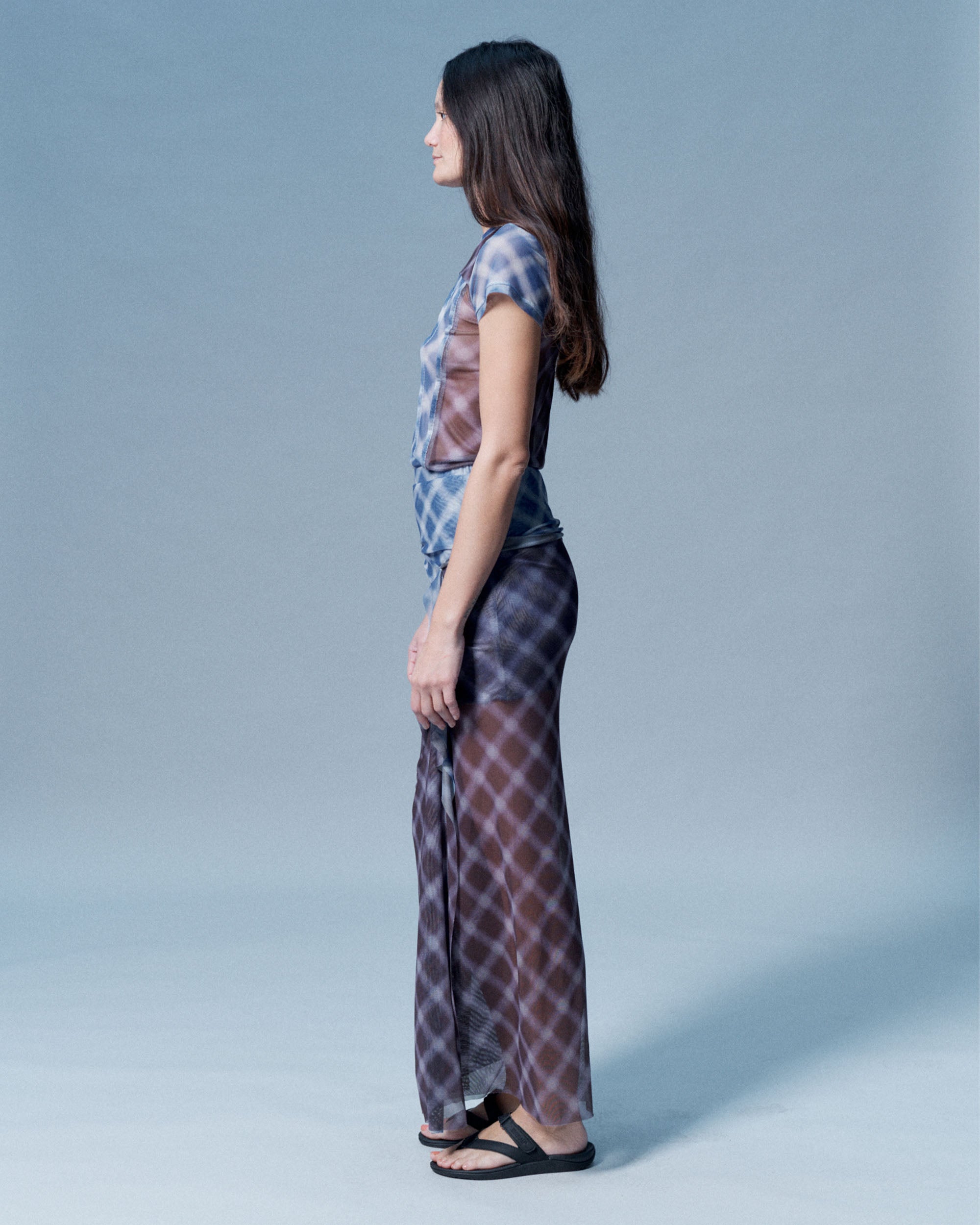 Cross Gather Skirt - Brown