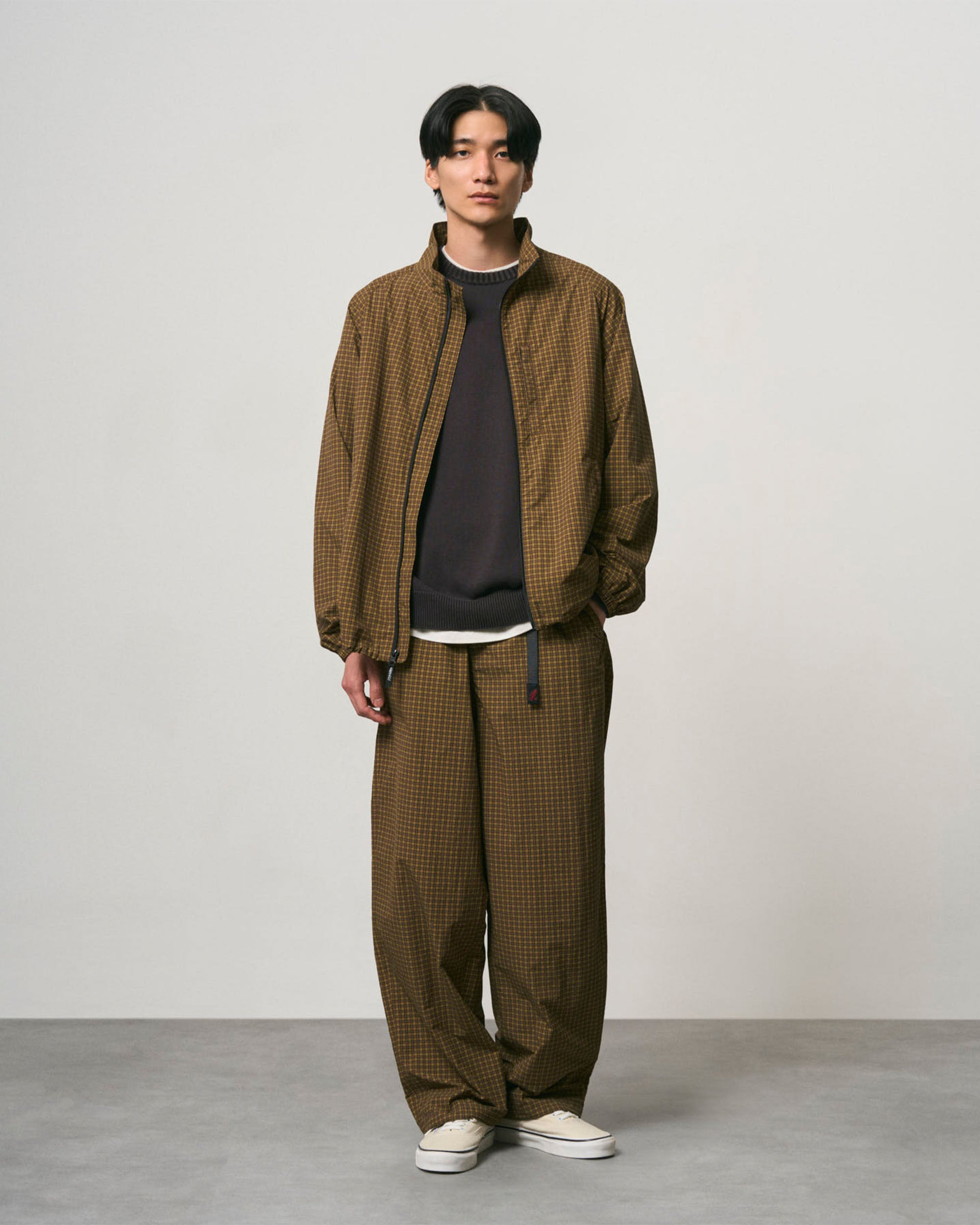 Mini Check Nylon Pant - Brown Check