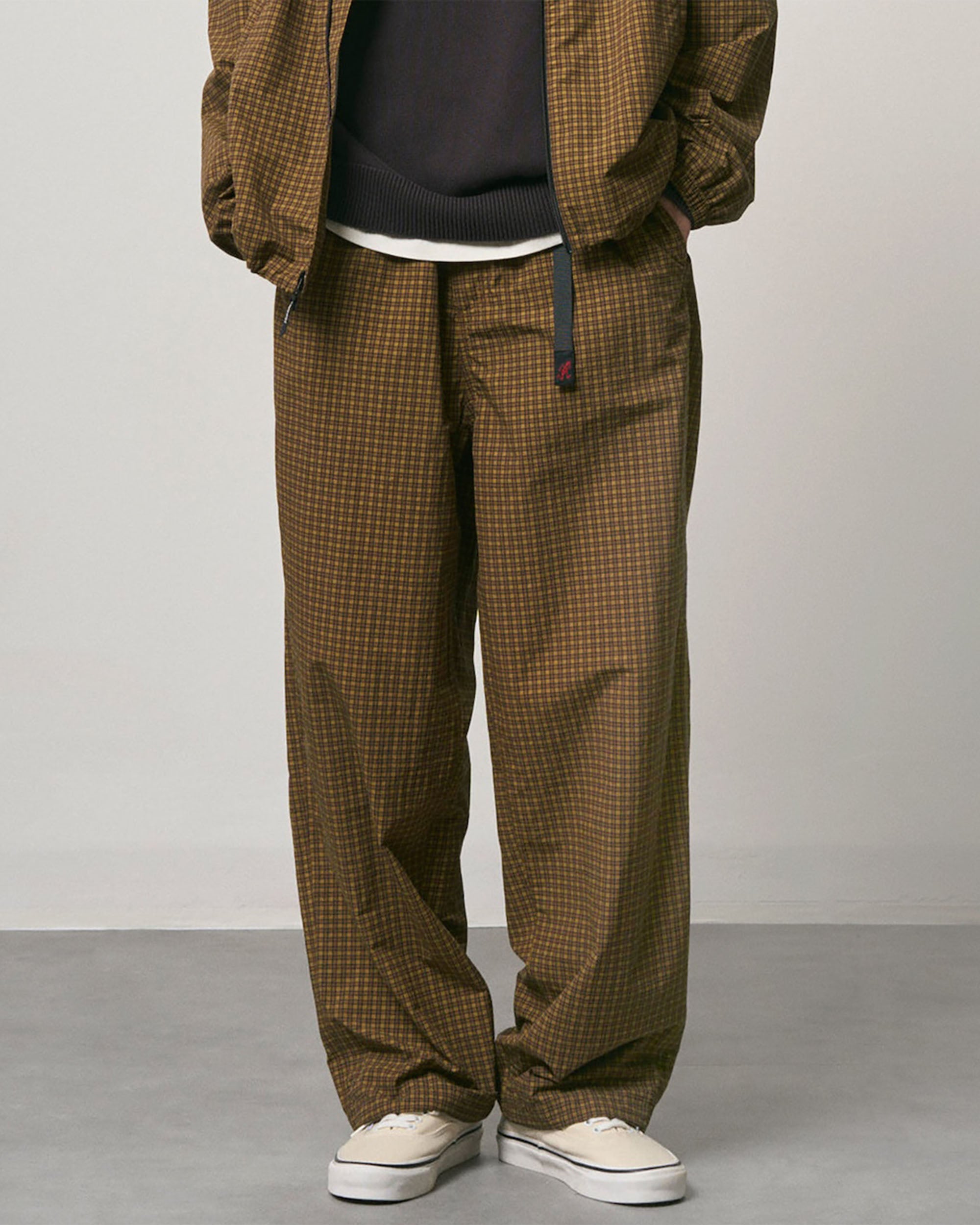 Mini Check Nylon Pant - Brown Check