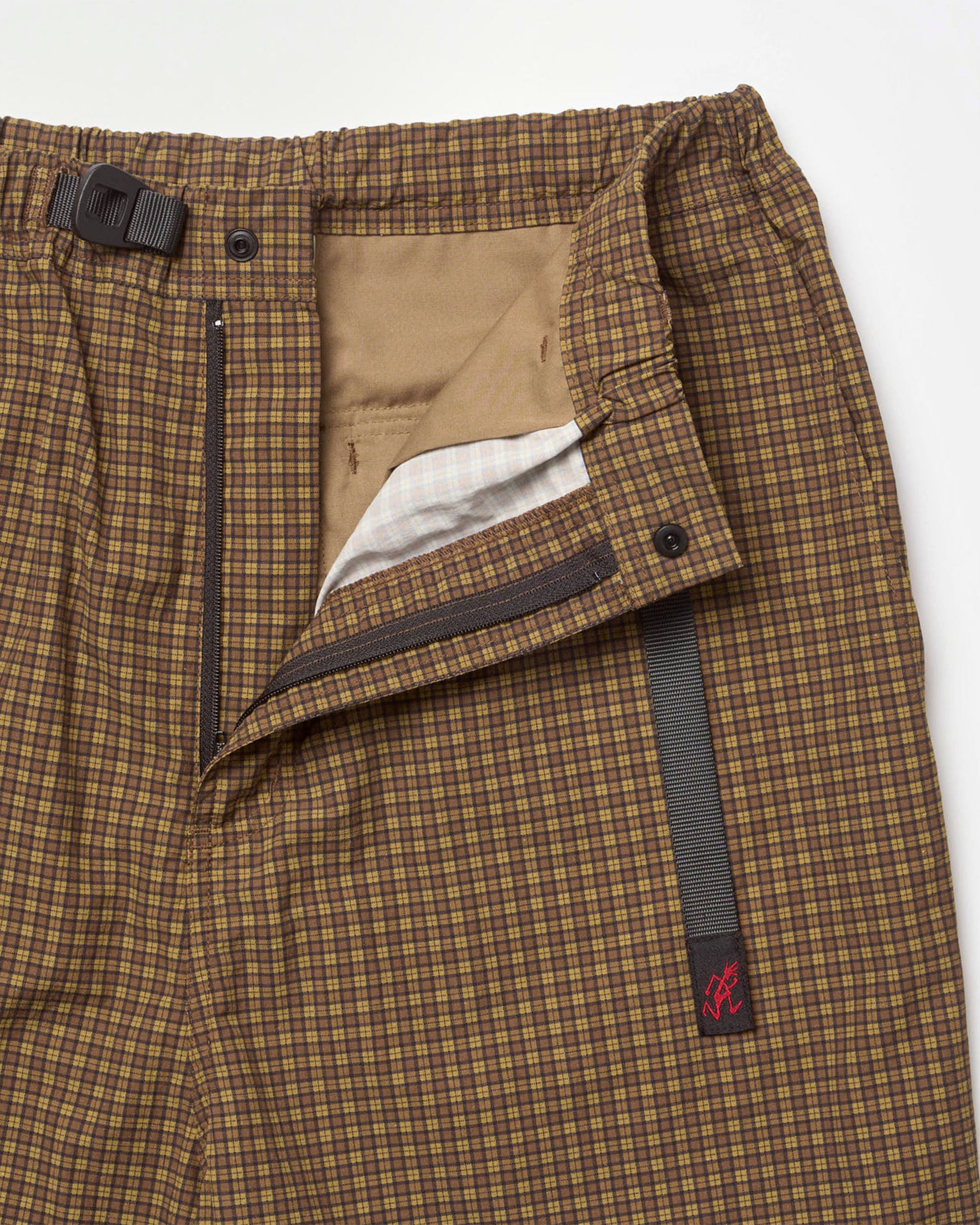 Mini Check Nylon Pant - Brown Check