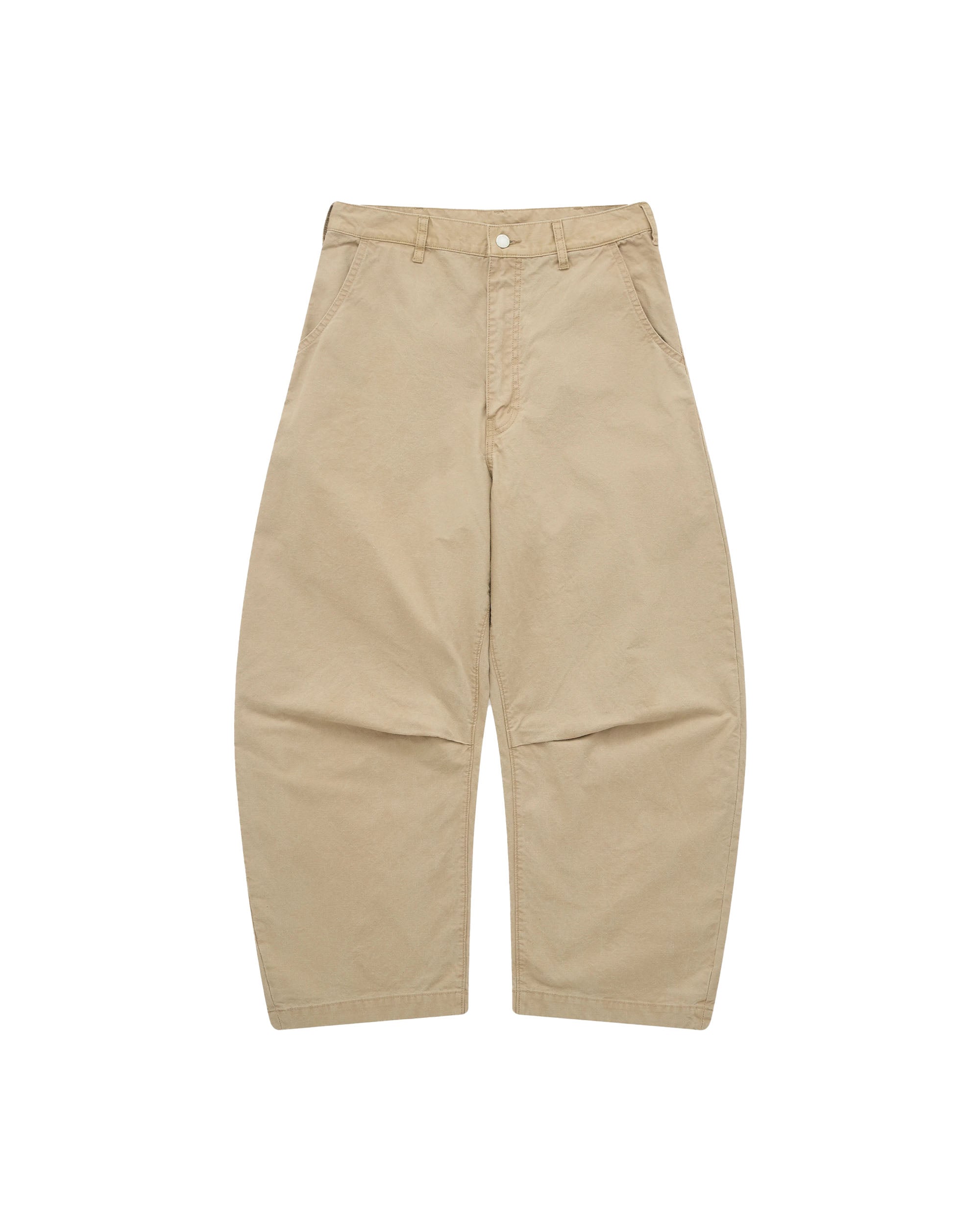 Curved Hem Trousers - Beige