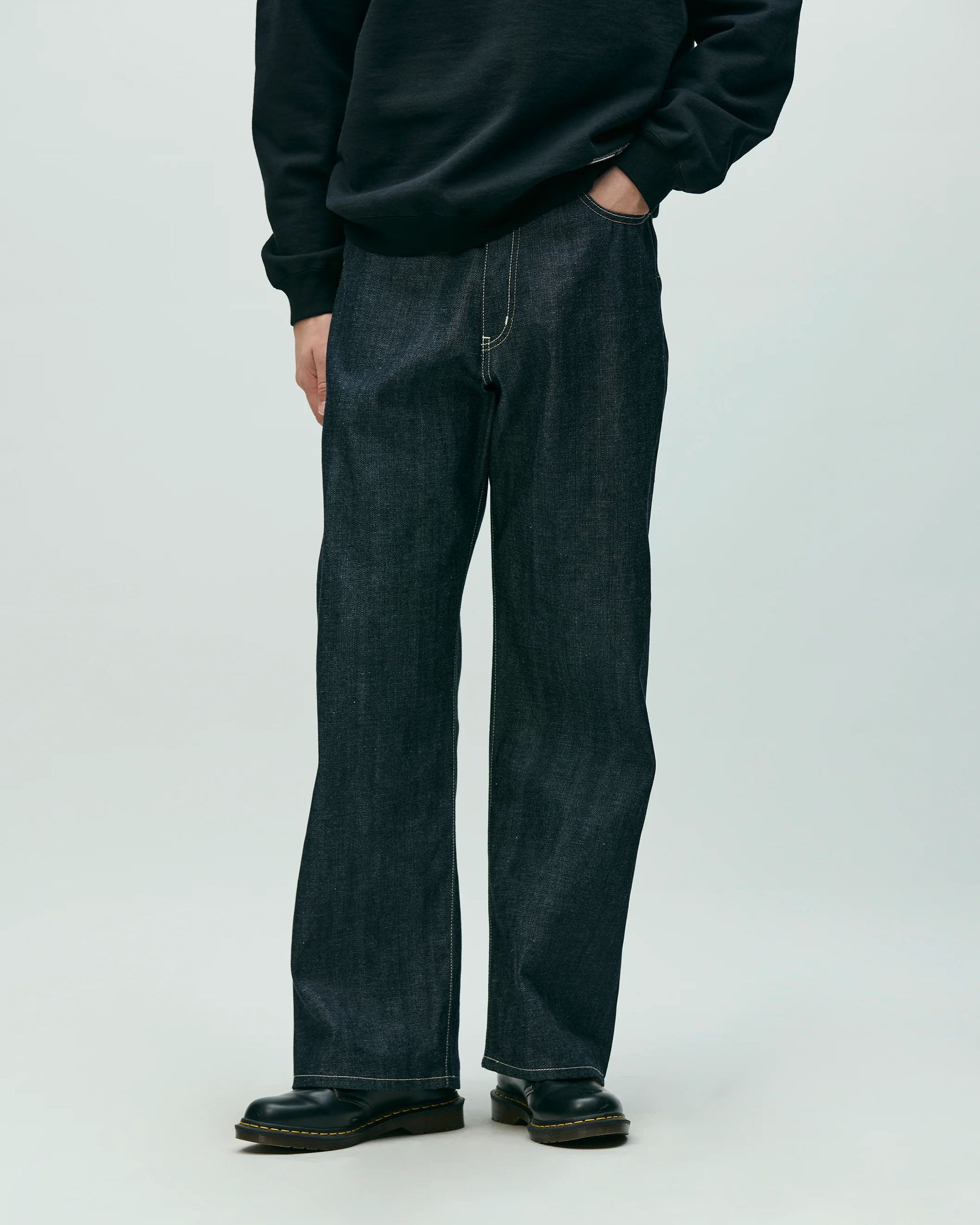 Neighborhood Rigid Denim DP Wide Pants - Indigo - Wide Leg Denim