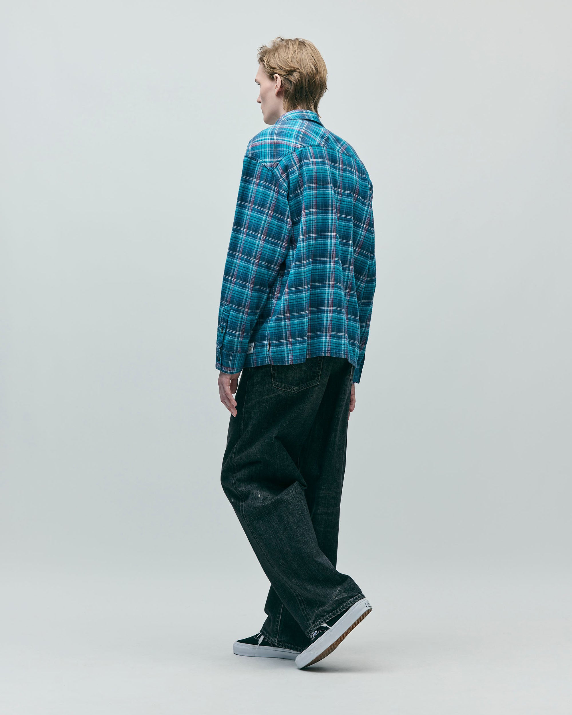 Washed Denim DP Wide Pants - Black