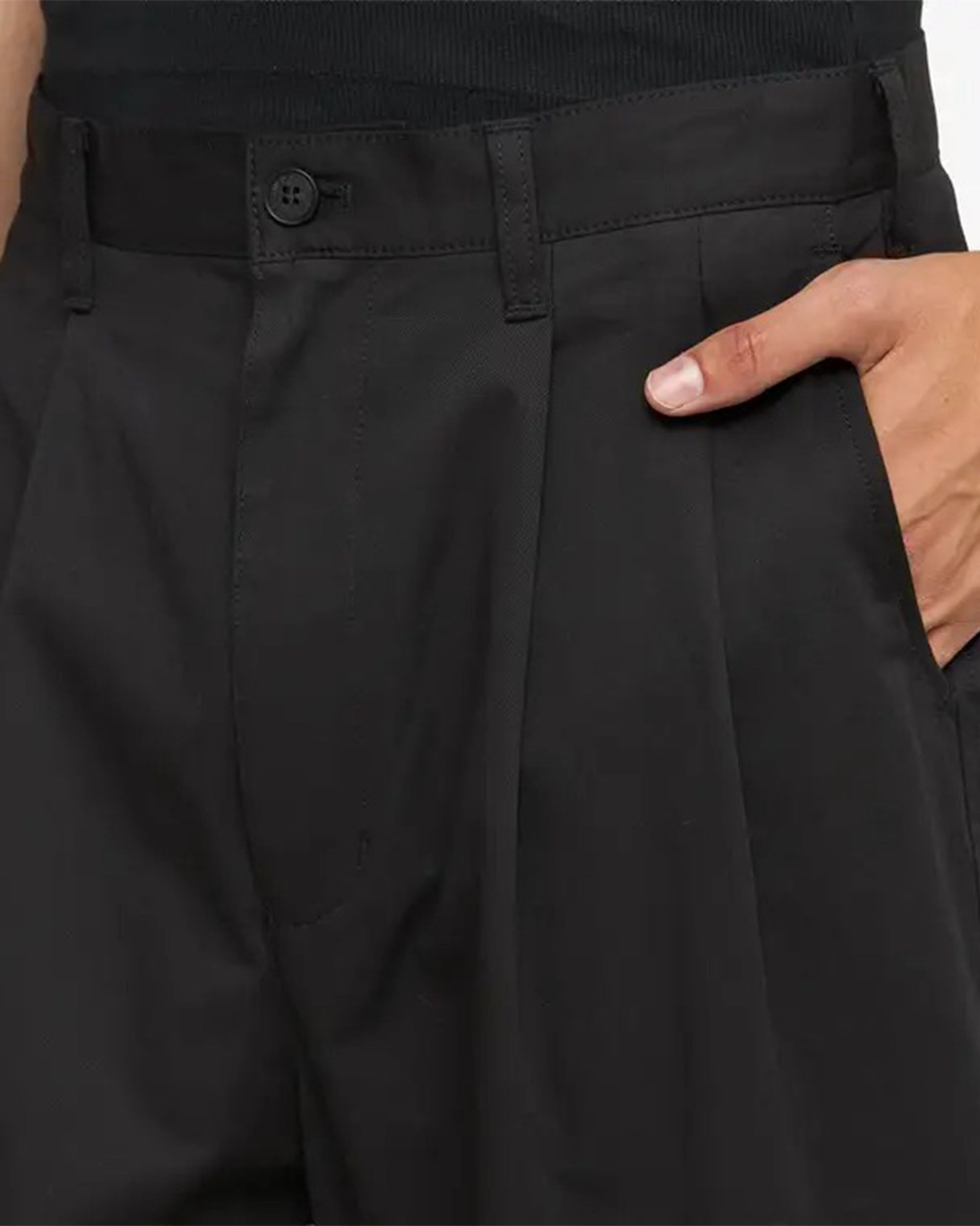 Double Pleated Pants - Black