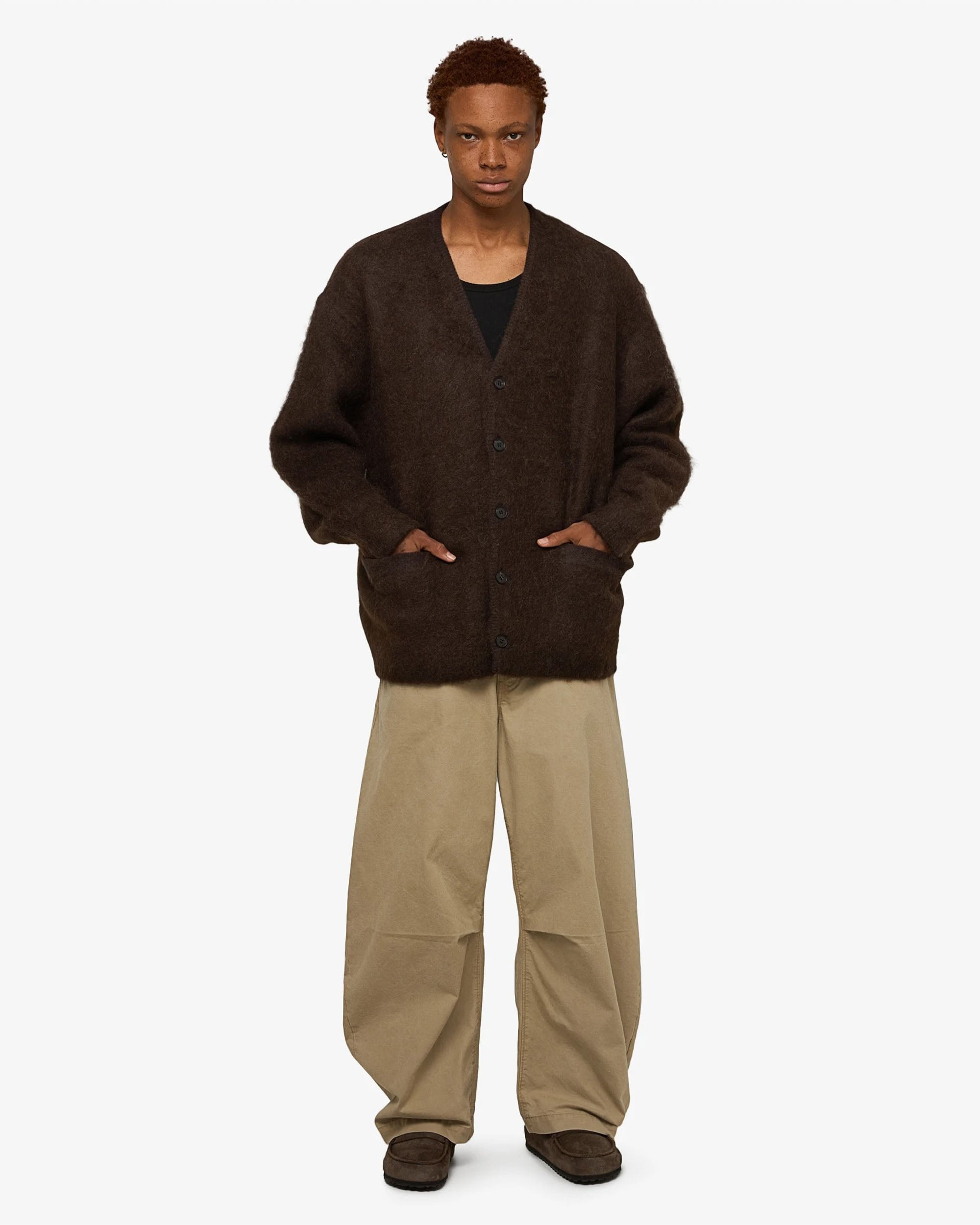 Curved Hem Trousers - Beige