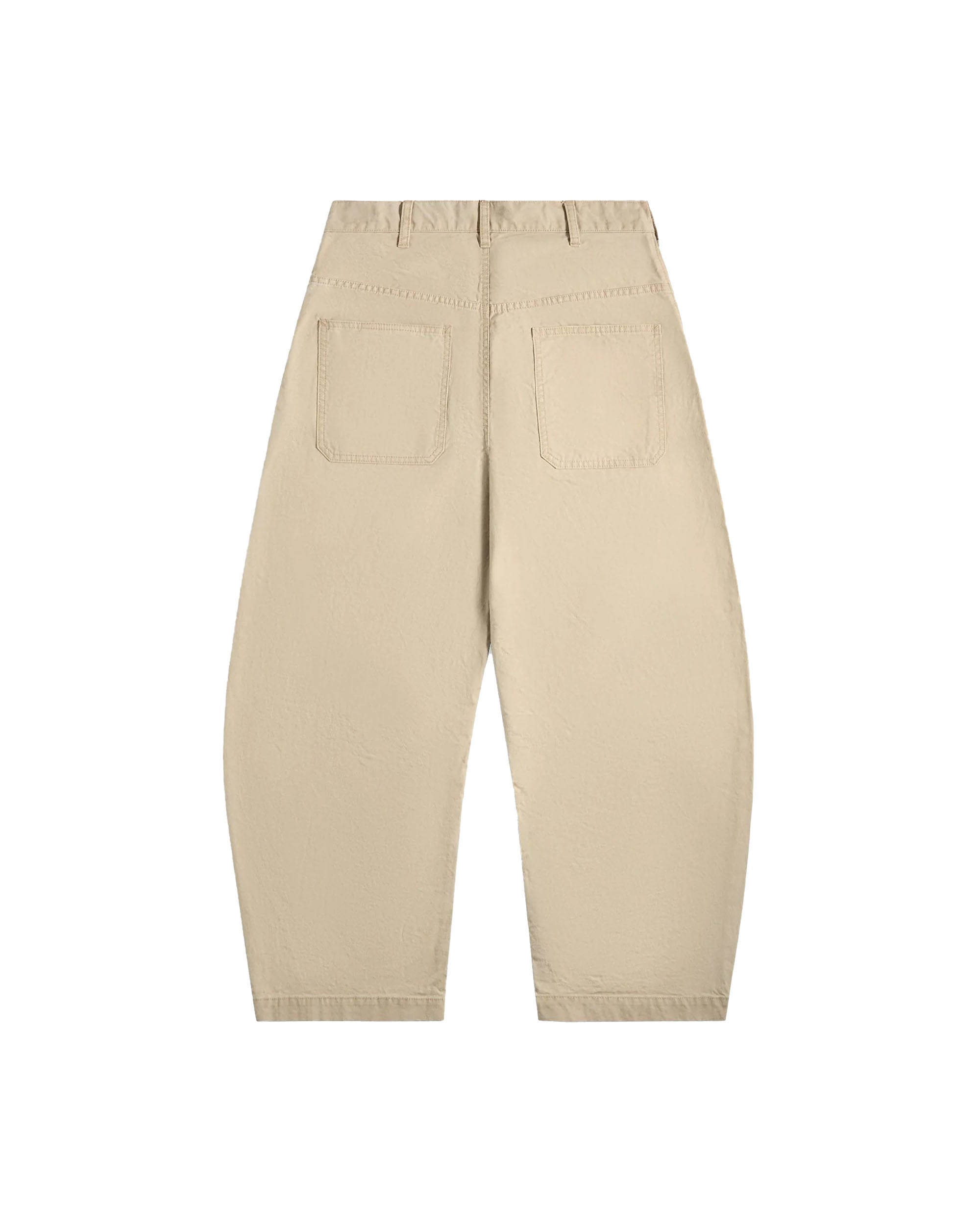 Curved Hem Trousers - Beige