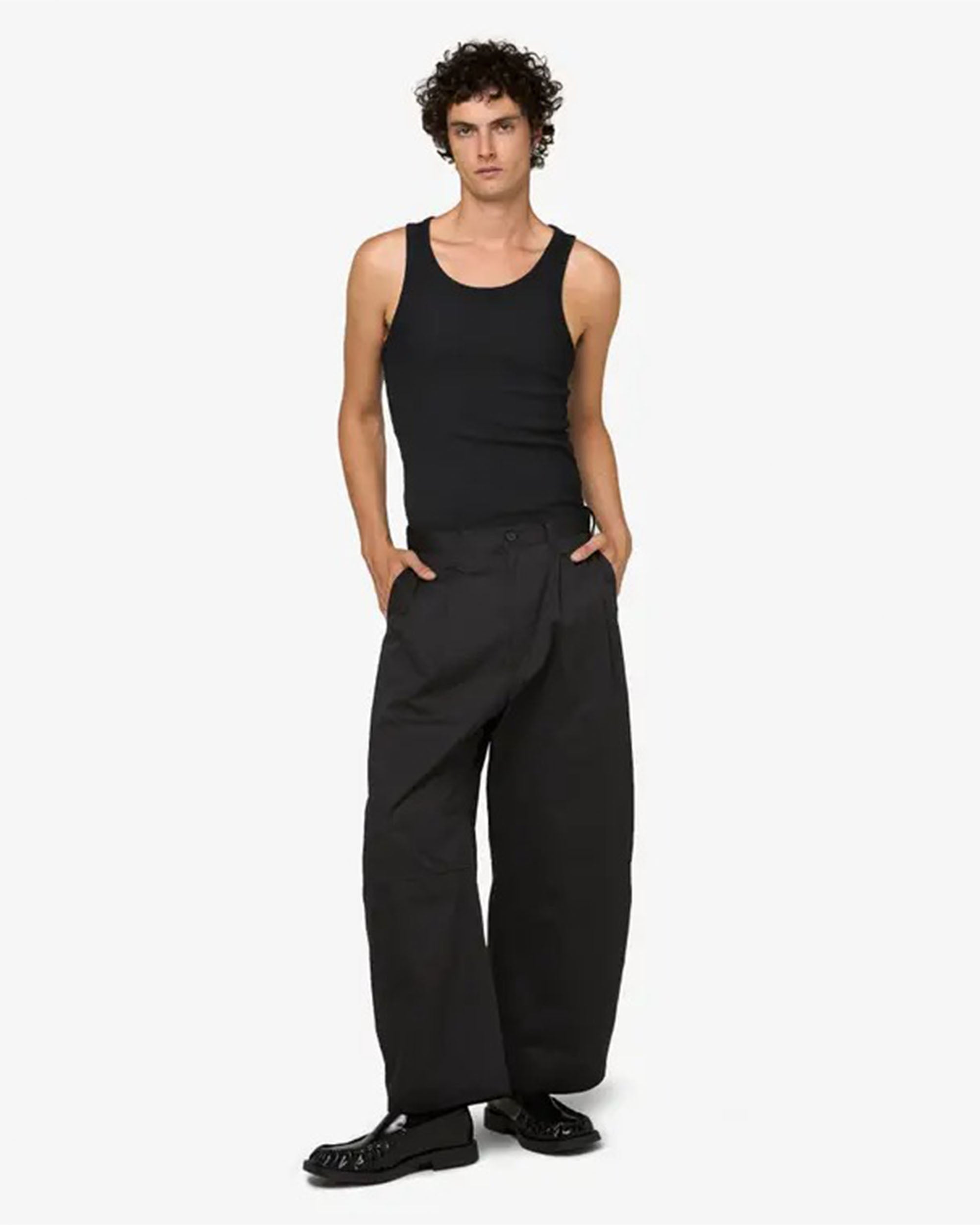 Double Pleated Pants - Black