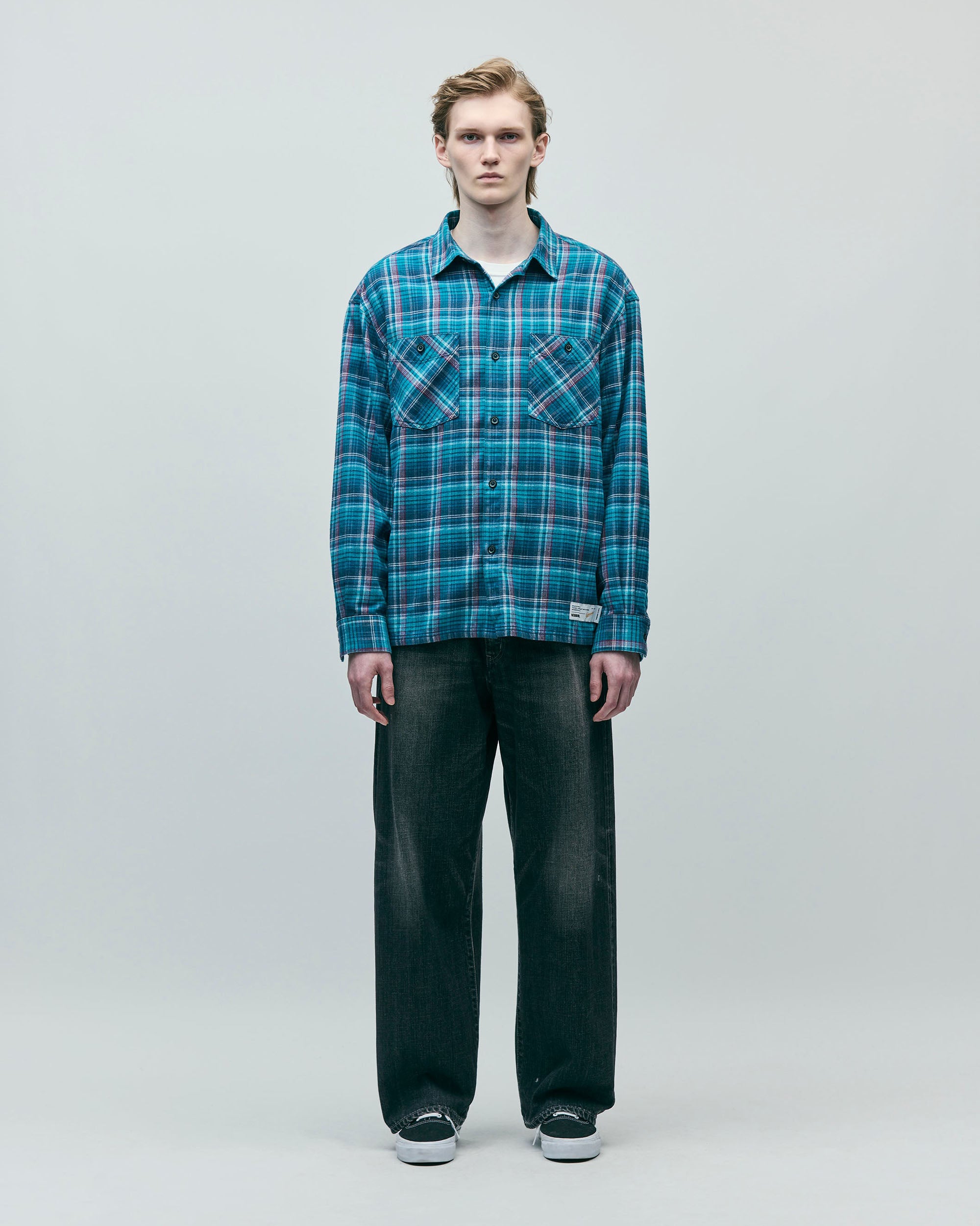 Washed Denim DP Wide Pants - Black