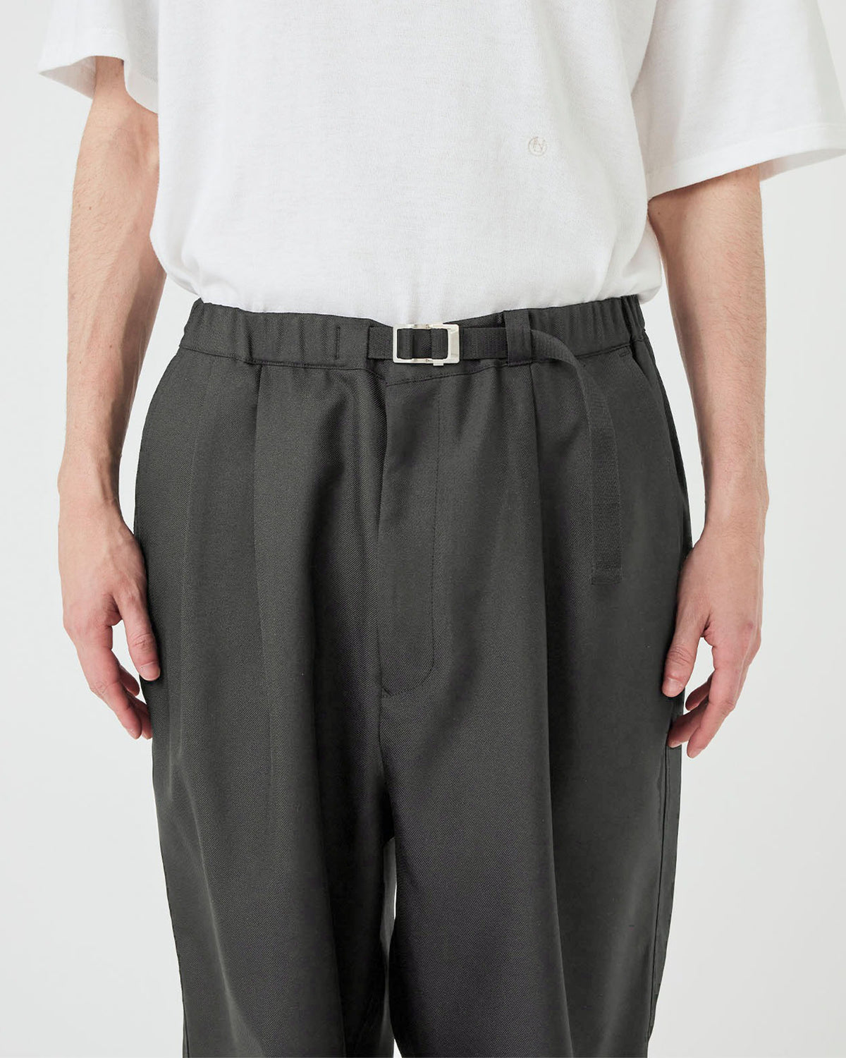 Polyester Twill Club Buckle Pants - Black